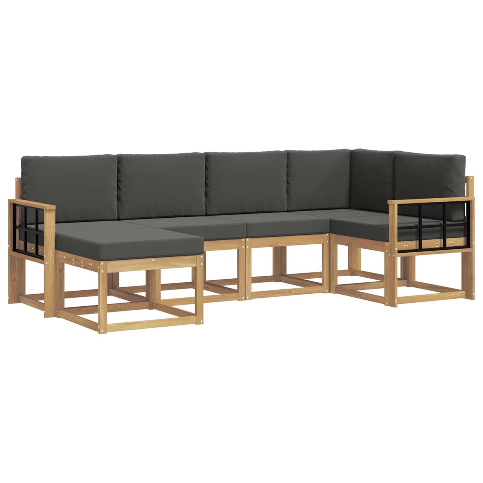 vidaXL Outdoor-Sofagarnitur 6 pcs Weiß und Anthrazit Polyester