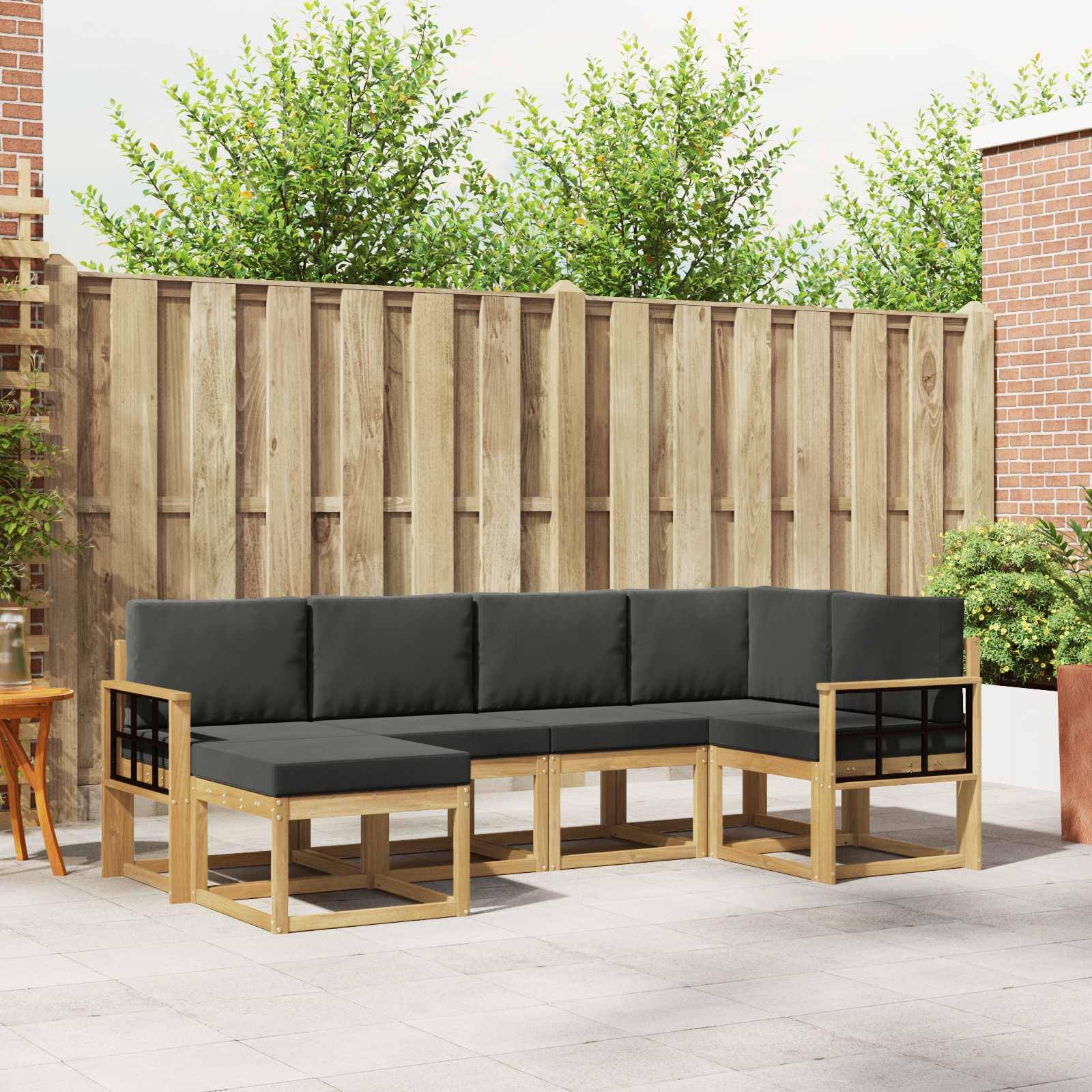 vidaXL Outdoor-Sofagarnitur 6 pcs Weiß und Anthrazit Polyester