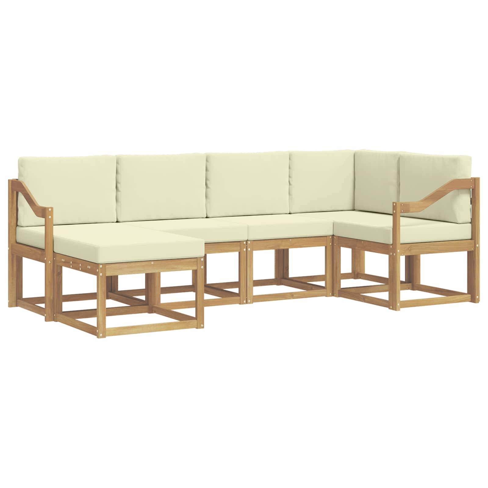 vidaXL Outdoor-Sofagarnitur mit Kissen 6 pcs Weiß und Creme Polyester