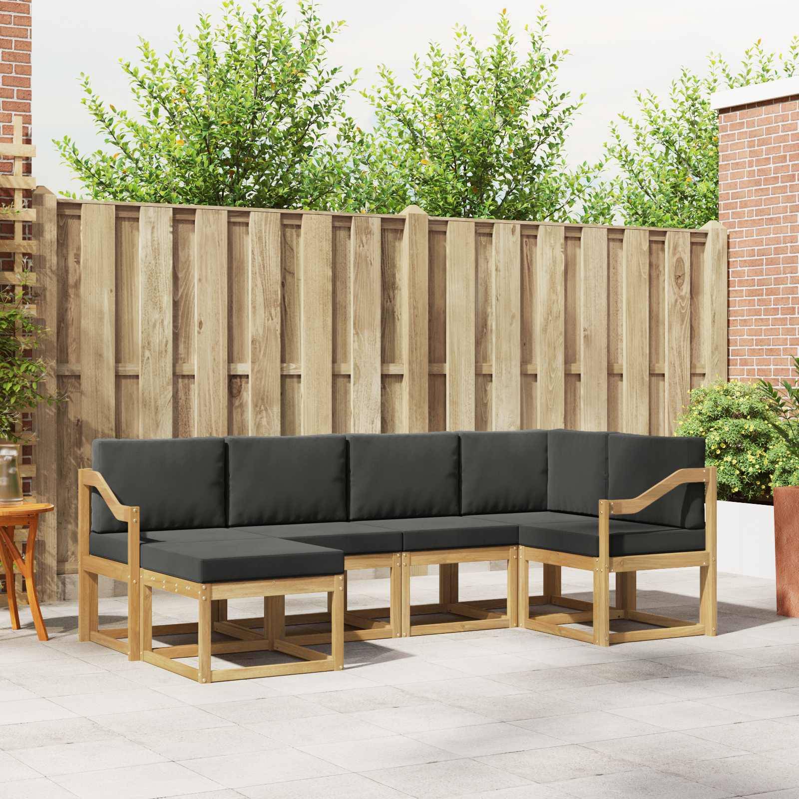 vidaXL Outdoor-Sofagarnitur 6 pcs Weiß und Anthrazit Polyester