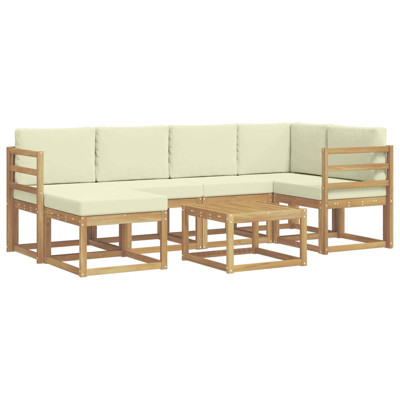 vidaXL Outdoor-Sofagarnitur 7 pcs Weiß und Creme Massivholz Akazie