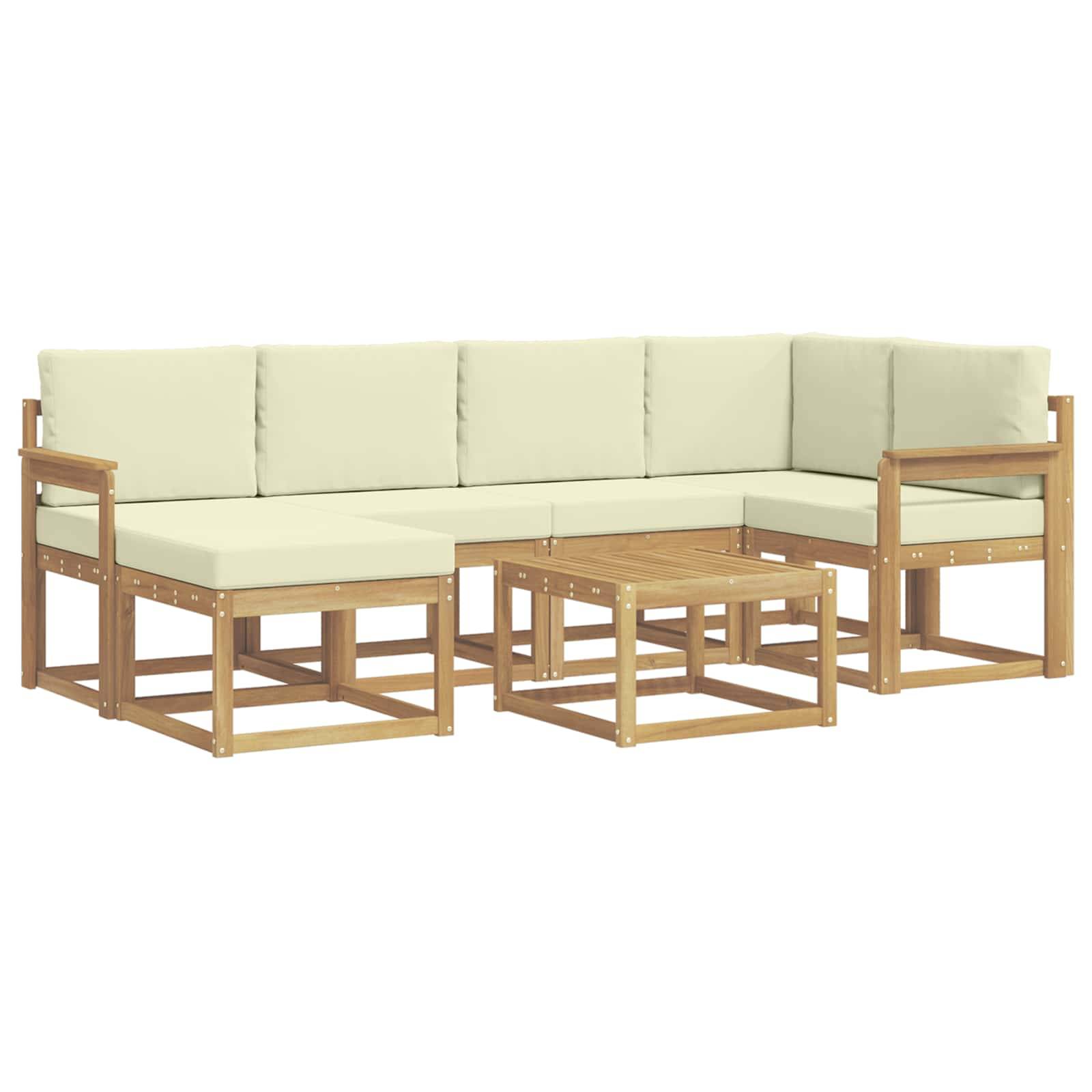 vidaXL Outdoor-Sofagarnitur 7 pcs Weiß und Creme Massivholz Akazie