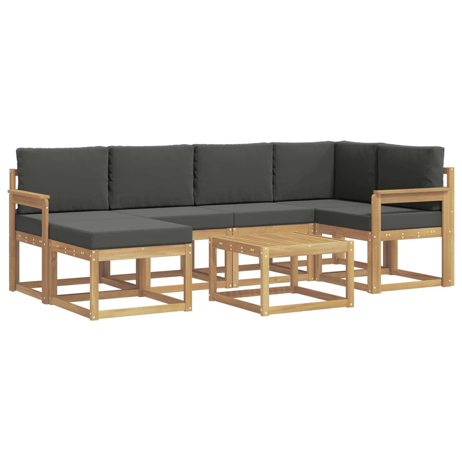 vidaXL Outdoor-Sofagarnitur 7 pcs Weiß und Anthrazit Massivholz Akazie