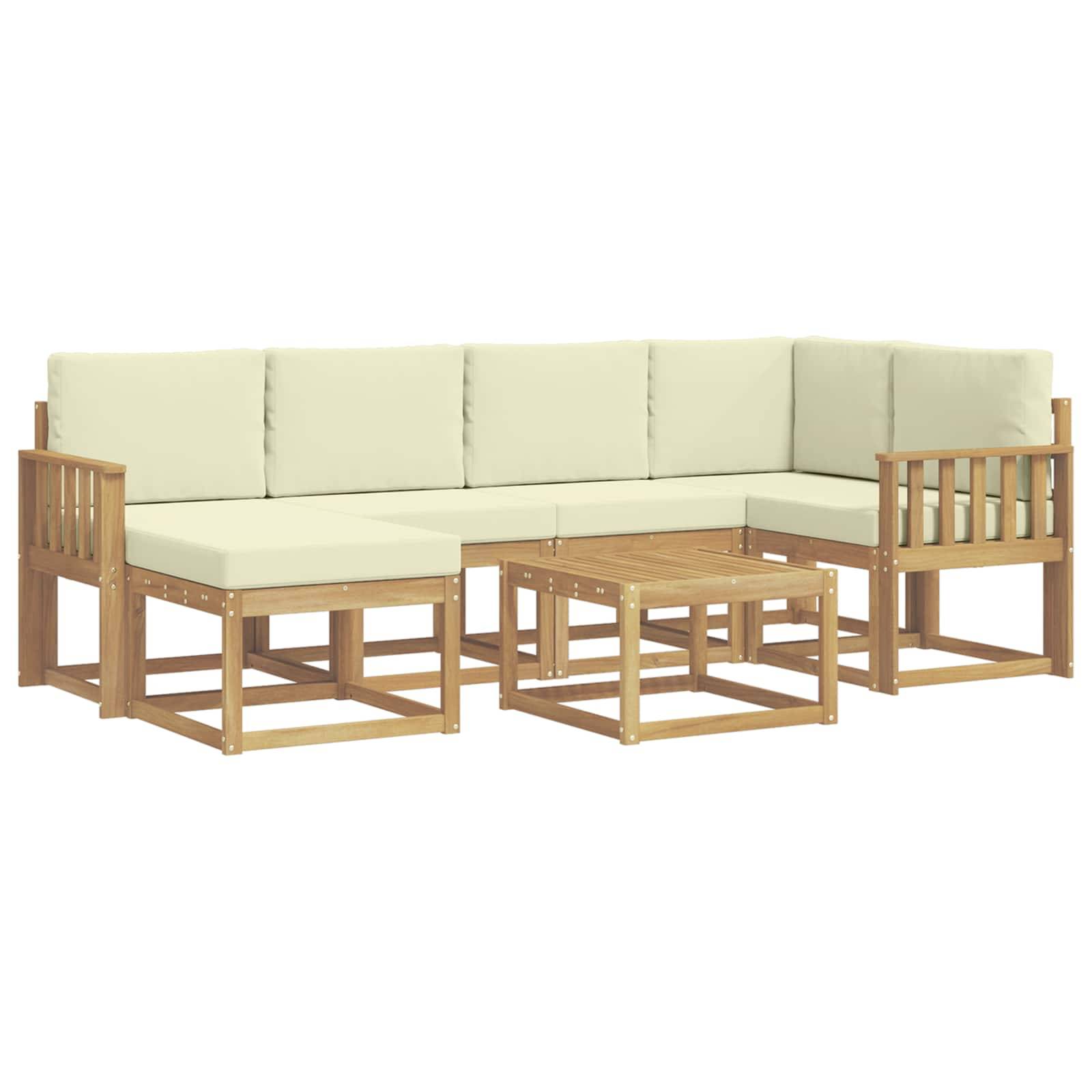 vidaXL Outdoor-Sofagarnitur 7 pcs Weiß und Creme Massivholz Akazie