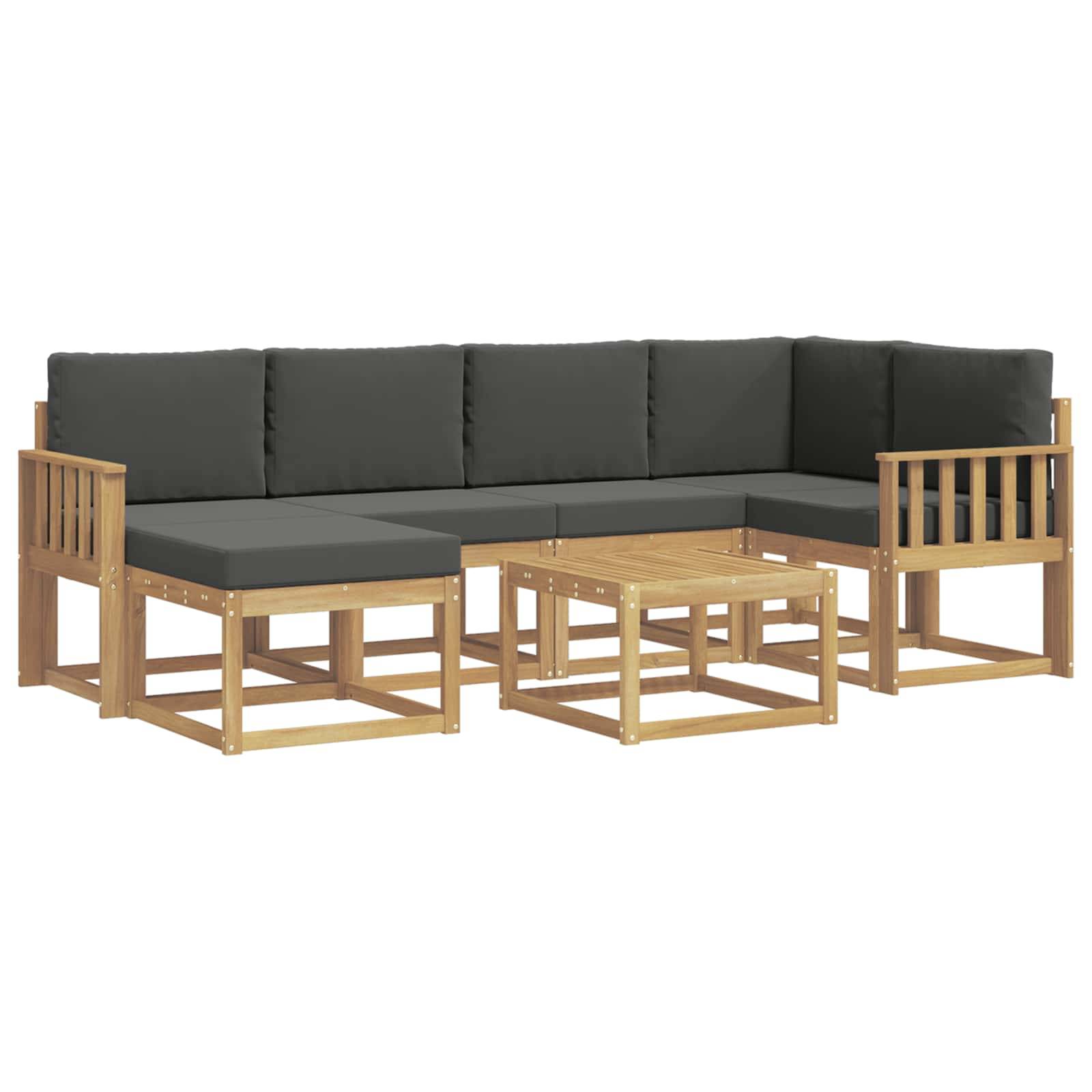 vidaXL Outdoor-Sofagarnitur 7 pcs Weiß und Anthrazit Massivholz Akazie