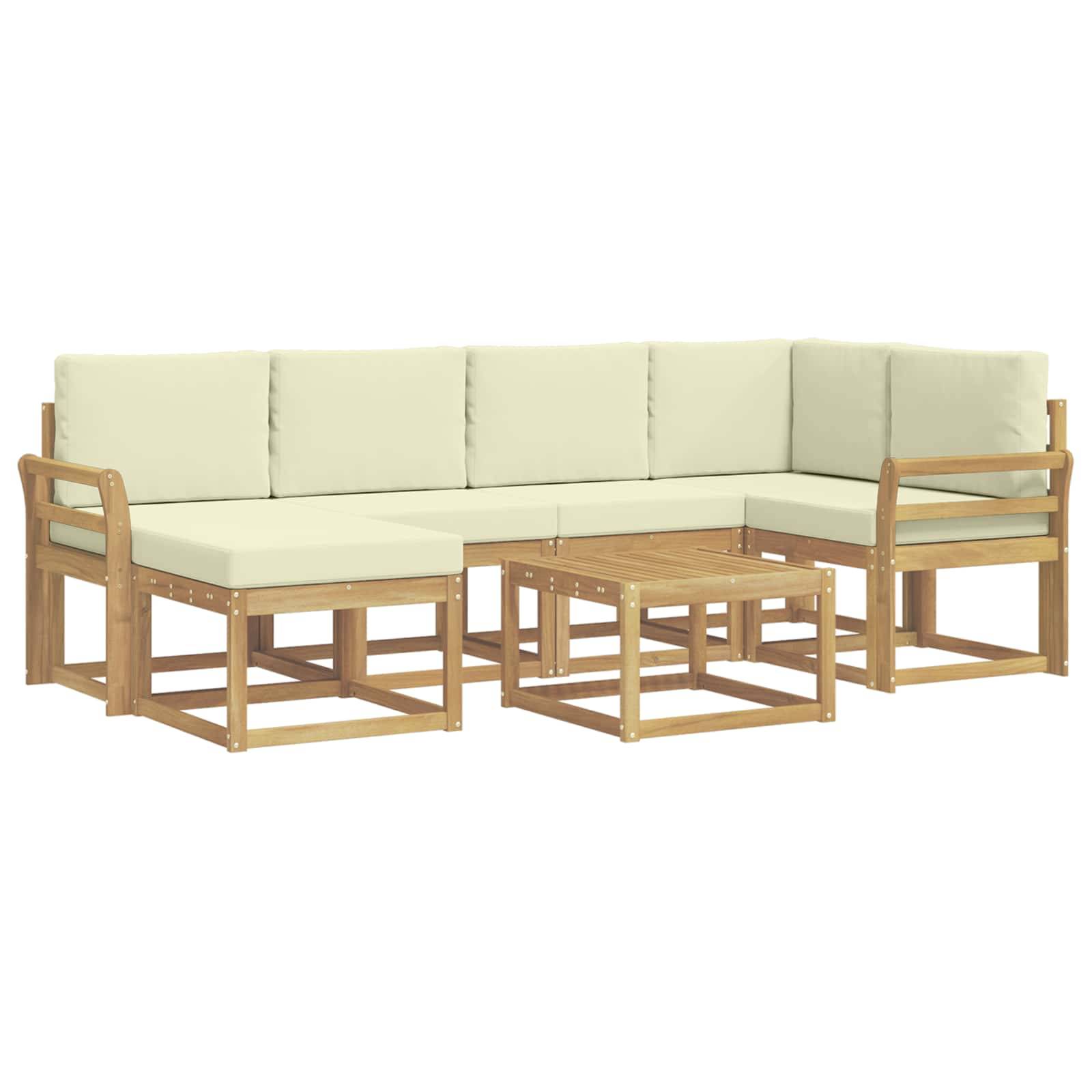 vidaXL Outdoor-Sofagarnitur 7 pcs Weiß und Creme Massivholz Akazie