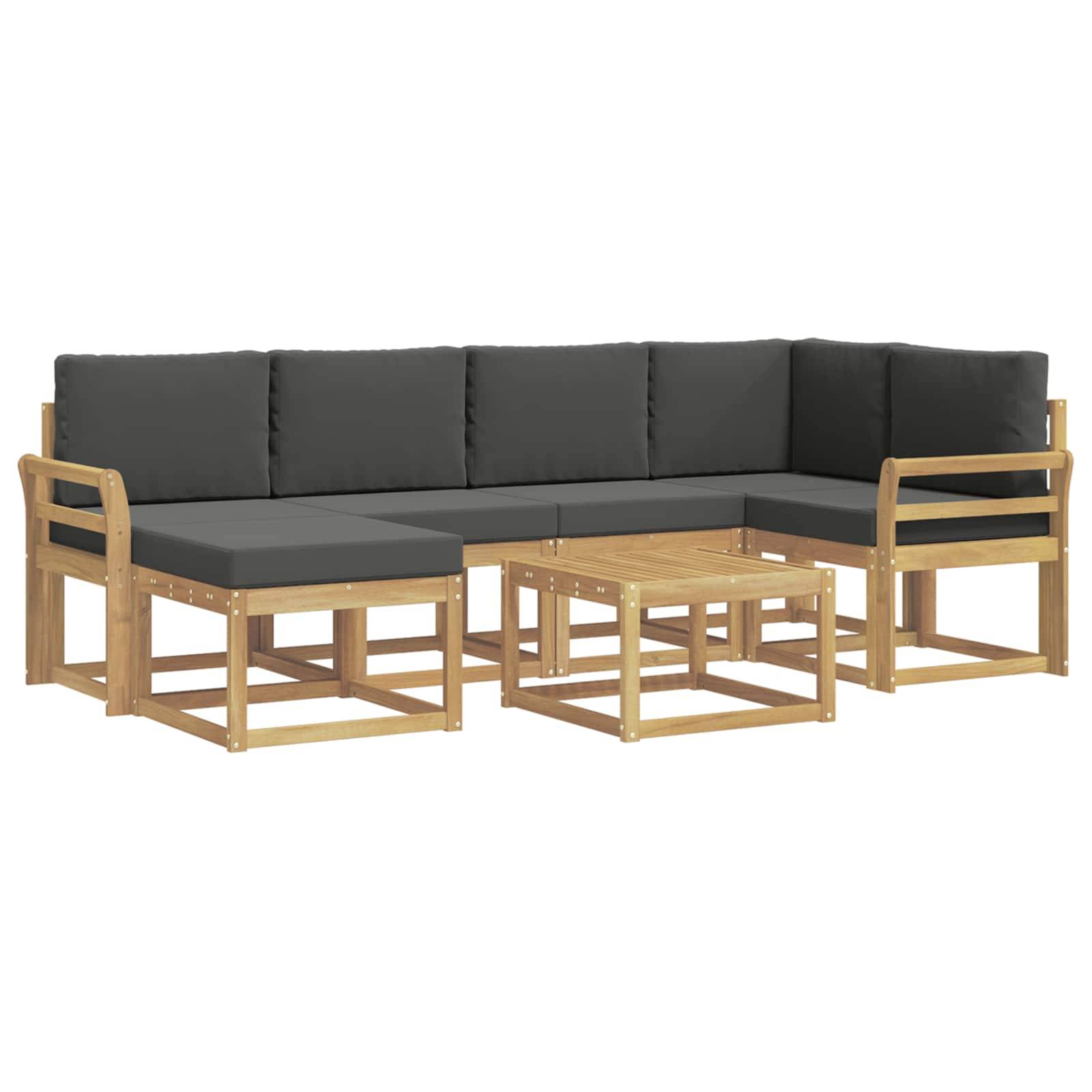 vidaXL Outdoor-Sofagarnitur 7 pcs Weiß und Anthrazit Massivholz Akazie