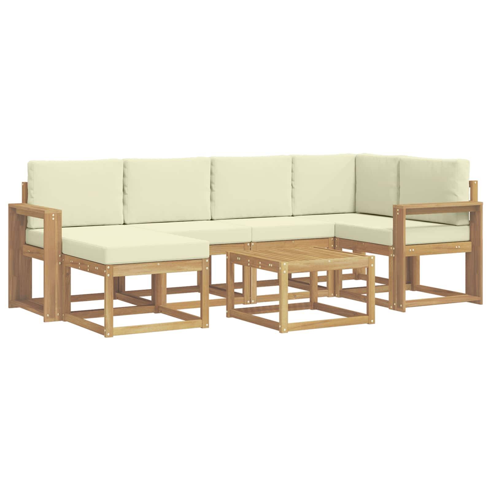 vidaXL Outdoor-Sofagarnitur 7 pcs Weiß und Creme Massivholz Akazie