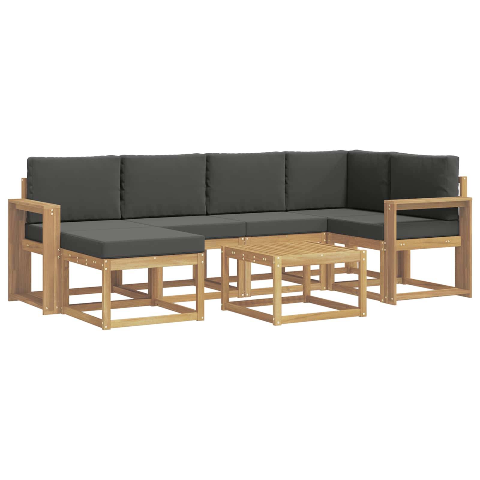 vidaXL Outdoor-Sofagarnitur 7 pcs Weiß und Anthrazit Massivholz Akazie