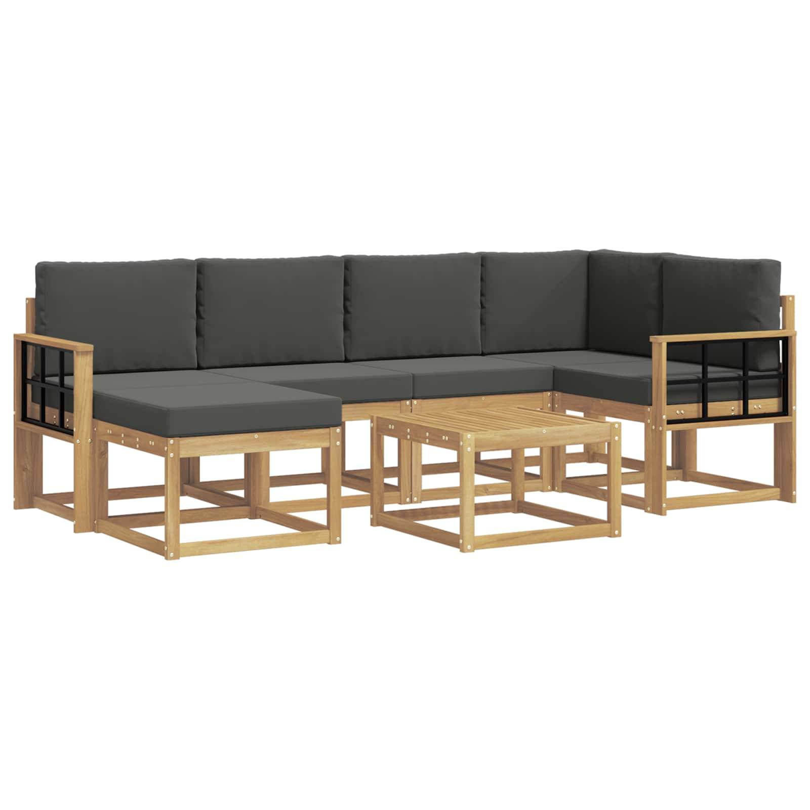 vidaXL Outdoor-Sofagarnitur 7 pcs Weiß und Anthrazit Massivholz Akazie