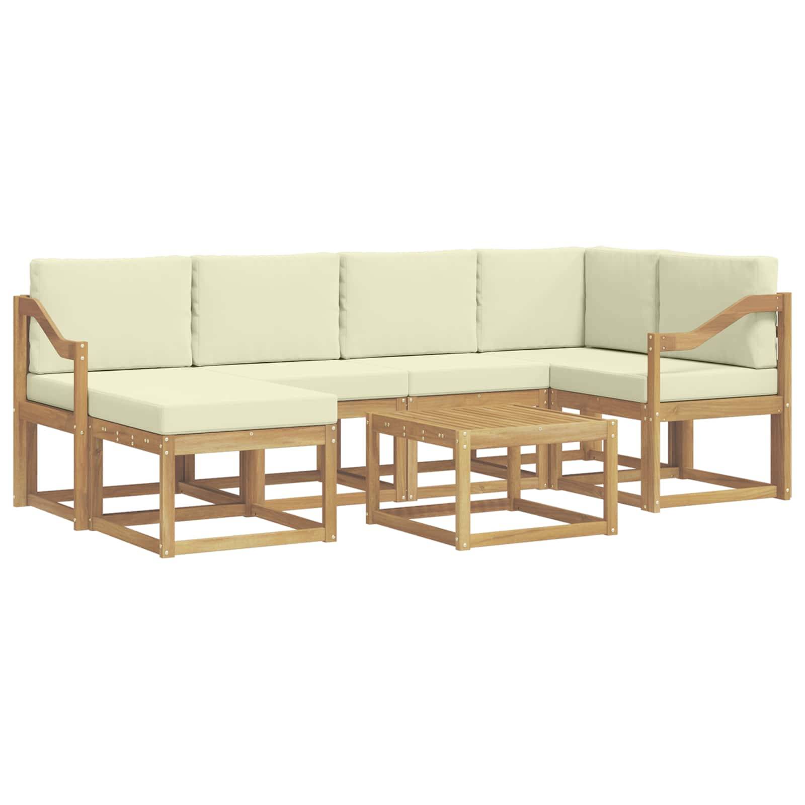 vidaXL Outdoor-Sofagarnitur 7 pcs Weiß und Creme Massivholz Akazie