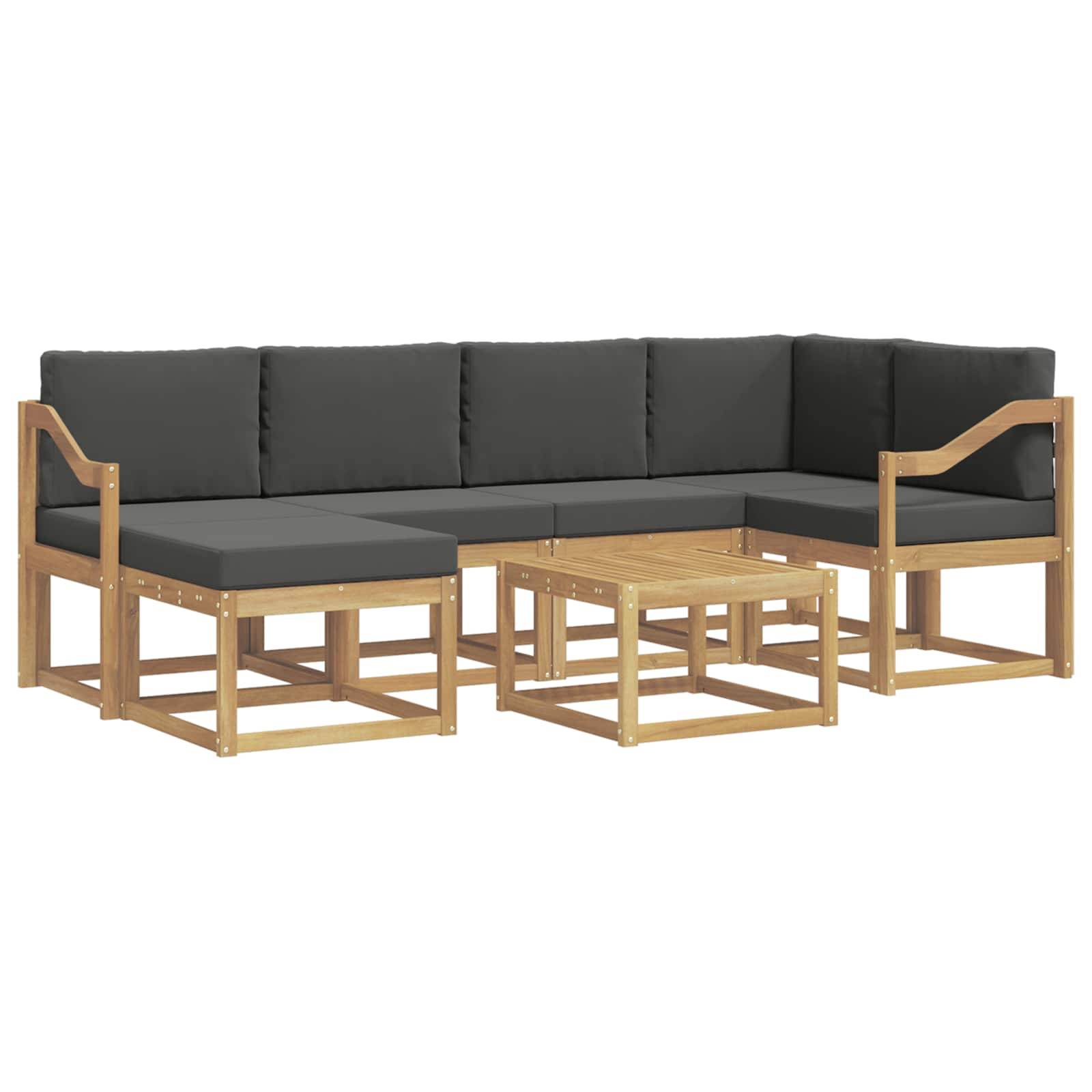 vidaXL Outdoor-Sofagarnitur 7 pcs Weiß und Anthrazit Massivholz Akazie