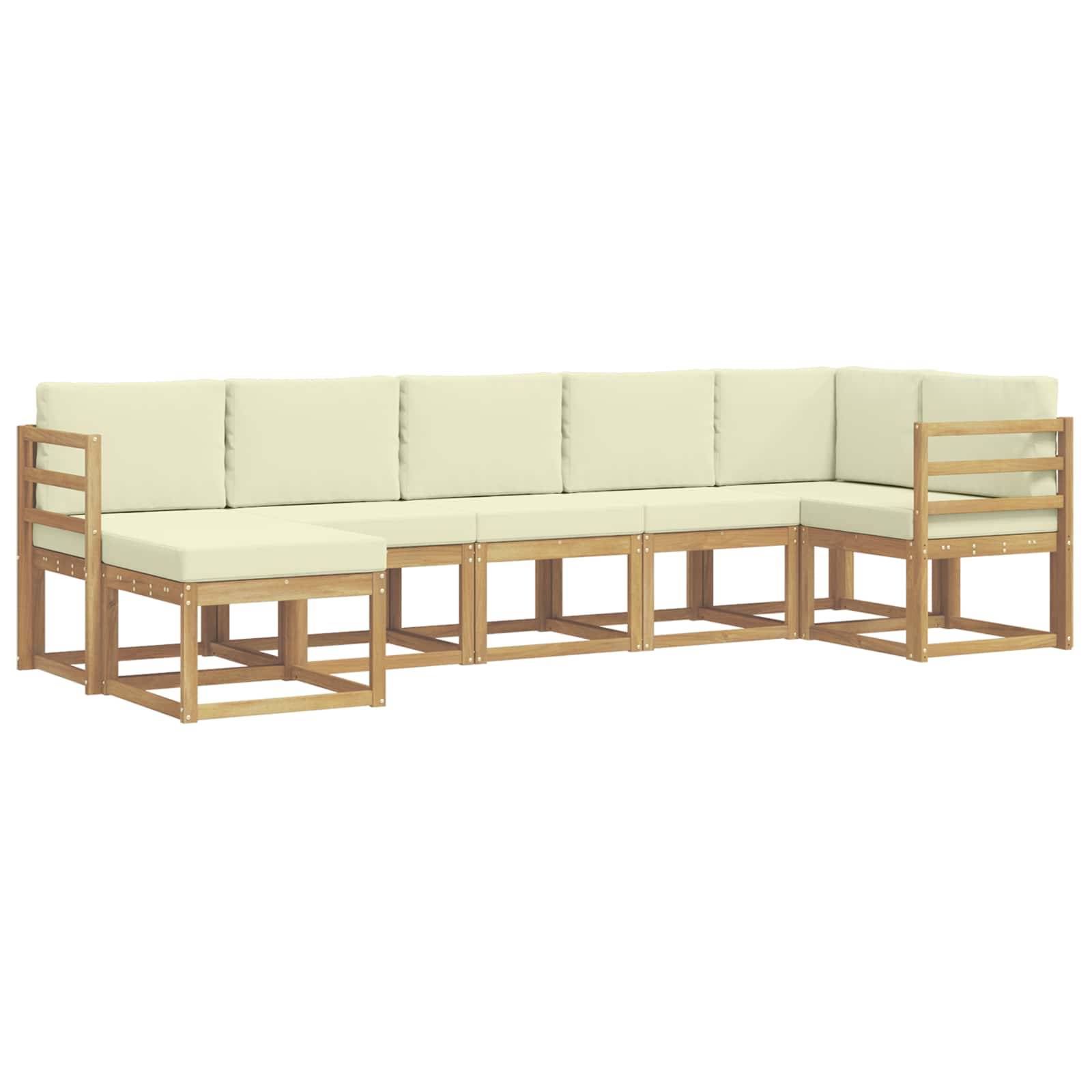 vidaXL Outdoor-Sofagarnitur mit Kissen 7 pcs Weiß und Creme Polyester