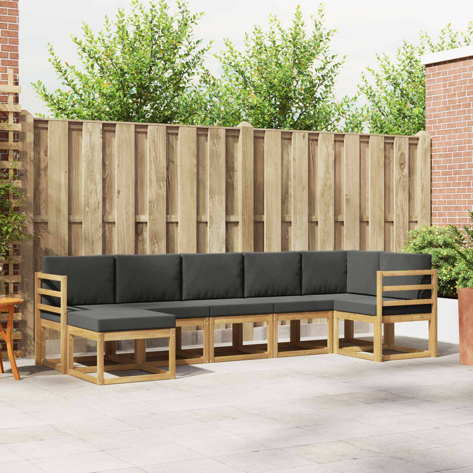vidaXL Outdoor-Sofagarnitur 7 pcs Weiß und Anthrazit Polyester