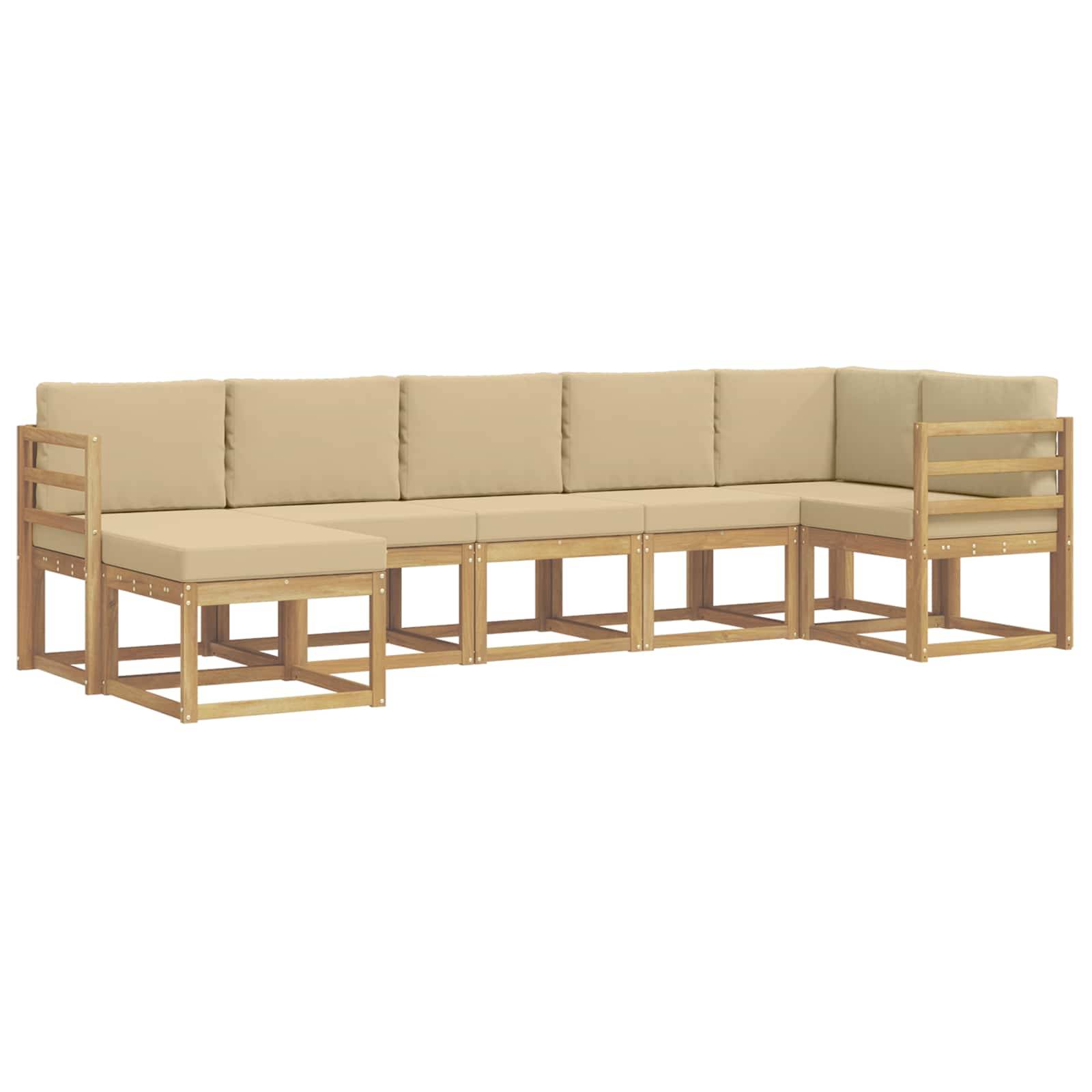 vidaXL Outdoor-Sofagarnitur mit Kissen 7 pcs Weiß und Beige Polyester