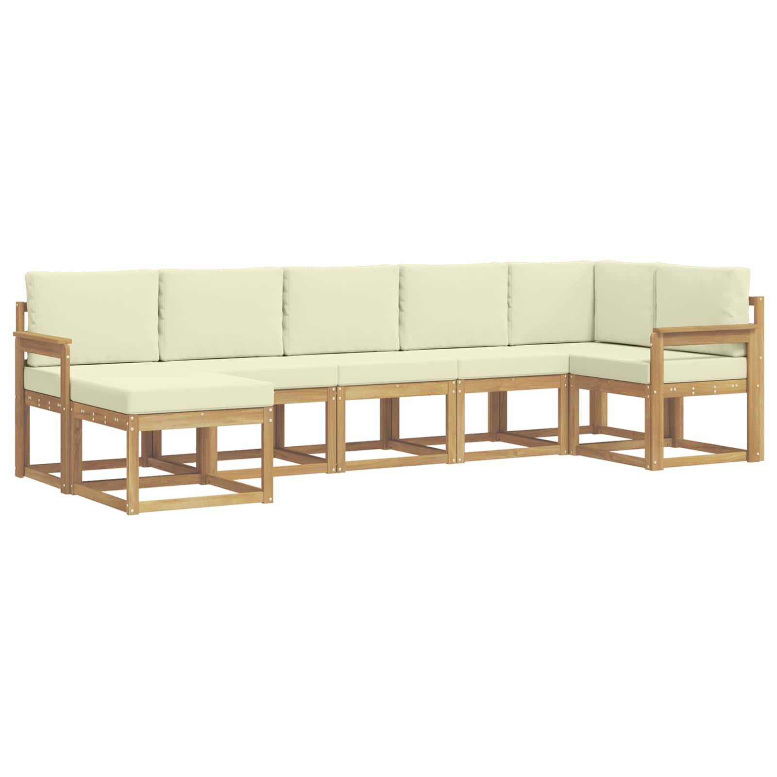 vidaXL Outdoor-Sofagarnitur mit Kissen 7 pcs Weiß und Creme Polyester