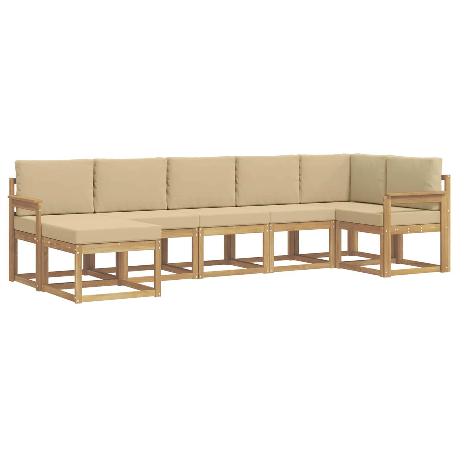 vidaXL Outdoor-Sofagarnitur mit Kissen 7 pcs Weiß und Beige Polyester