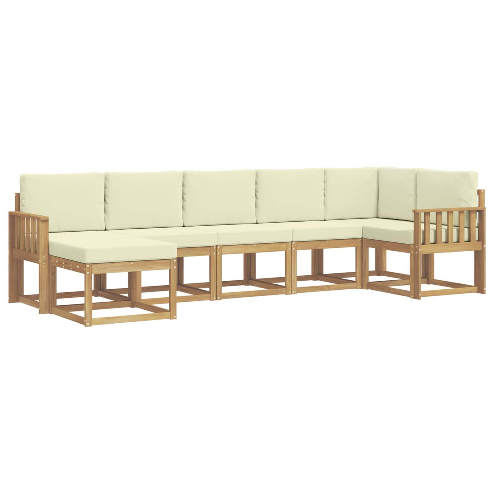 vidaXL Outdoor-Sofagarnitur mit Kissen 7 pcs Weiß und Creme Polyester