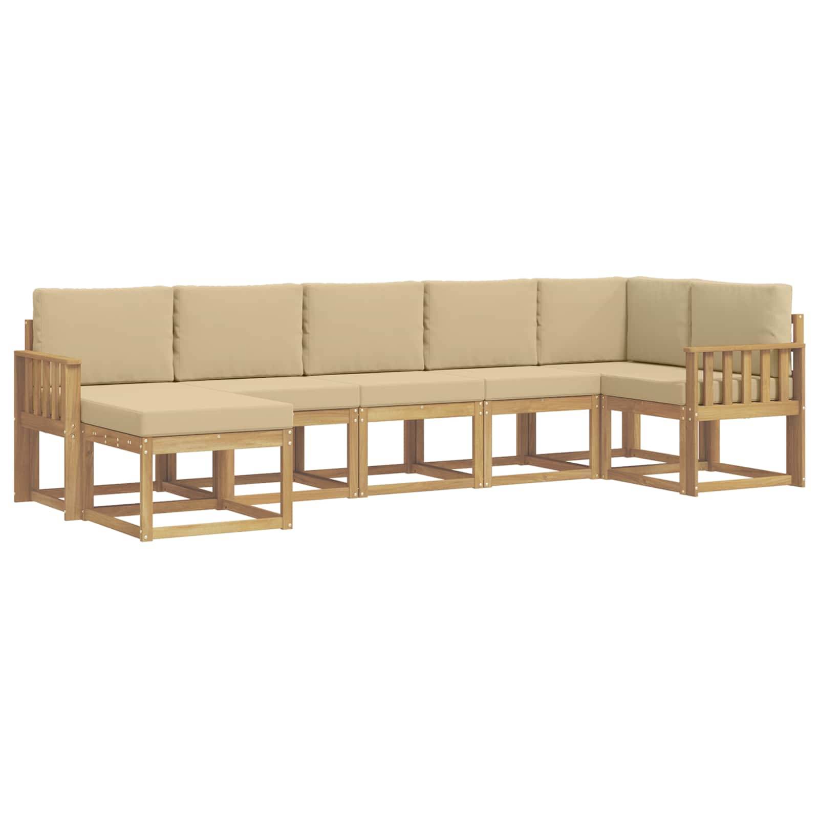 vidaXL Outdoor-Sofagarnitur mit Kissen 7 pcs Weiß und Beige Polyester