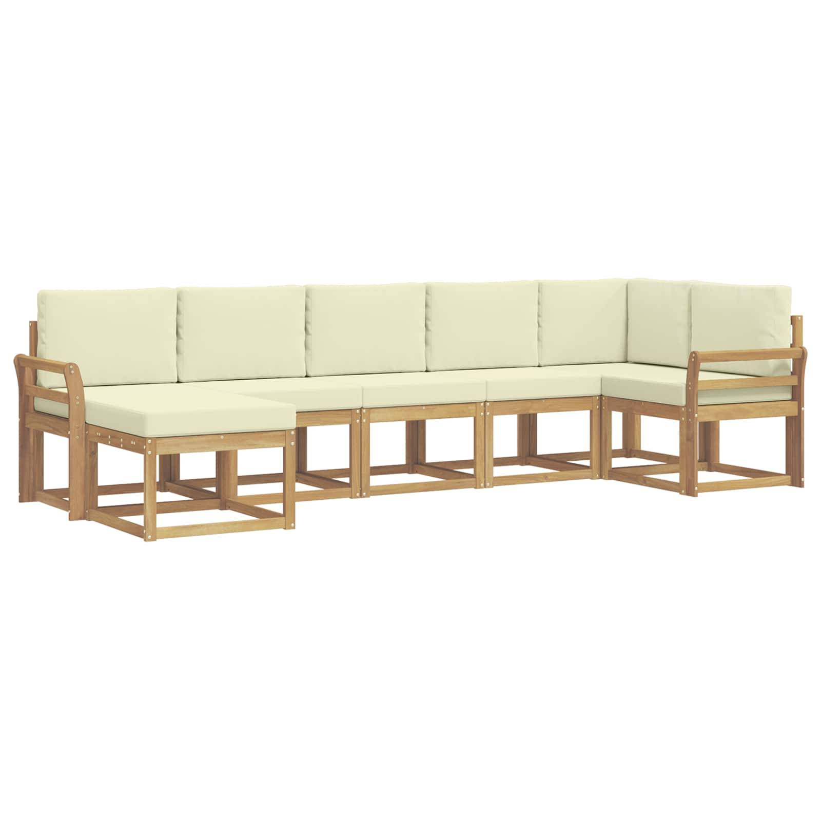 vidaXL Outdoor-Sofagarnitur mit Kissen 7 pcs Weiß und Creme Polyester