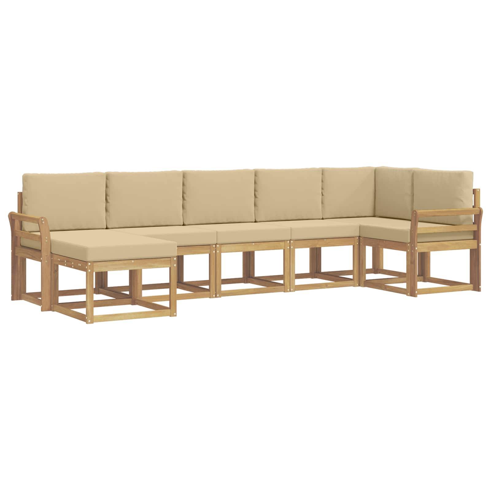 vidaXL Outdoor-Sofagarnitur mit Kissen 7 pcs Weiß und Beige Polyester