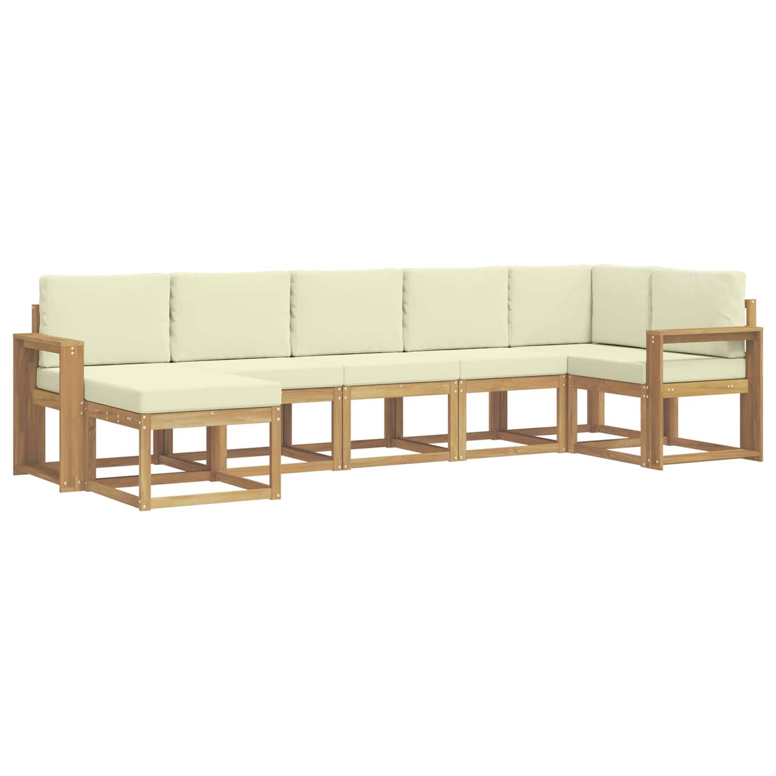 vidaXL Outdoor-Sofagarnitur mit Kissen 7 pcs Weiß und Creme Polyester