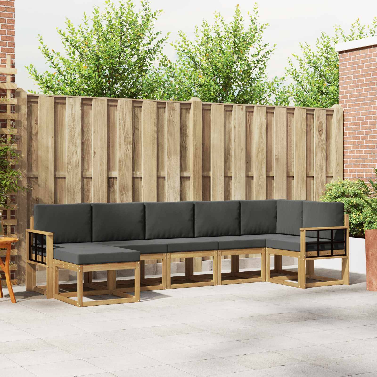 vidaXL Outdoor-Sofagarnitur 7 pcs Weiß und Anthrazit Polyester