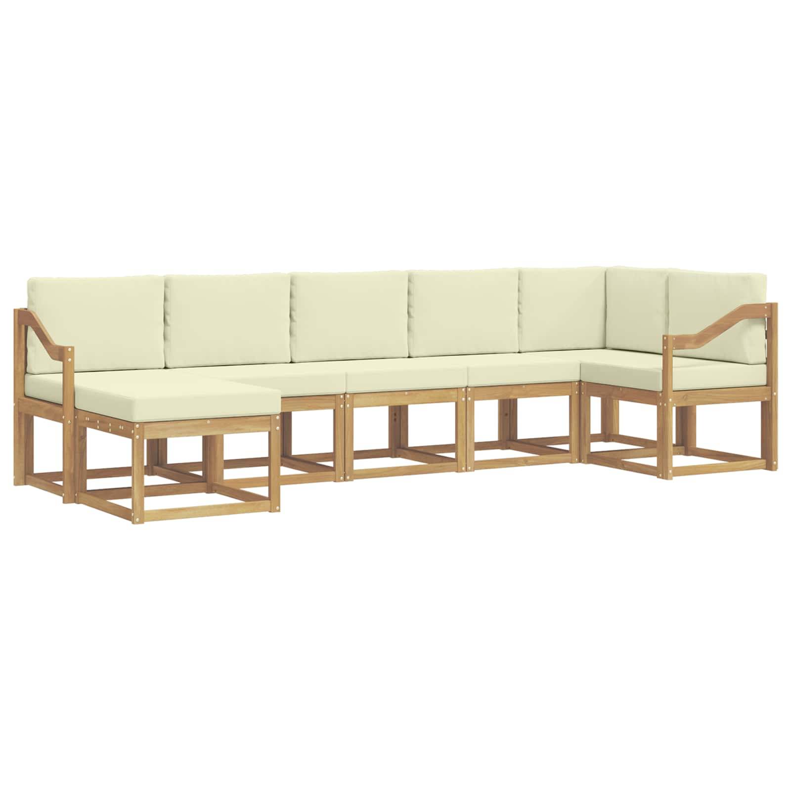 vidaXL Outdoor-Sofagarnitur mit Kissen 7 pcs Weiß und Creme Polyester