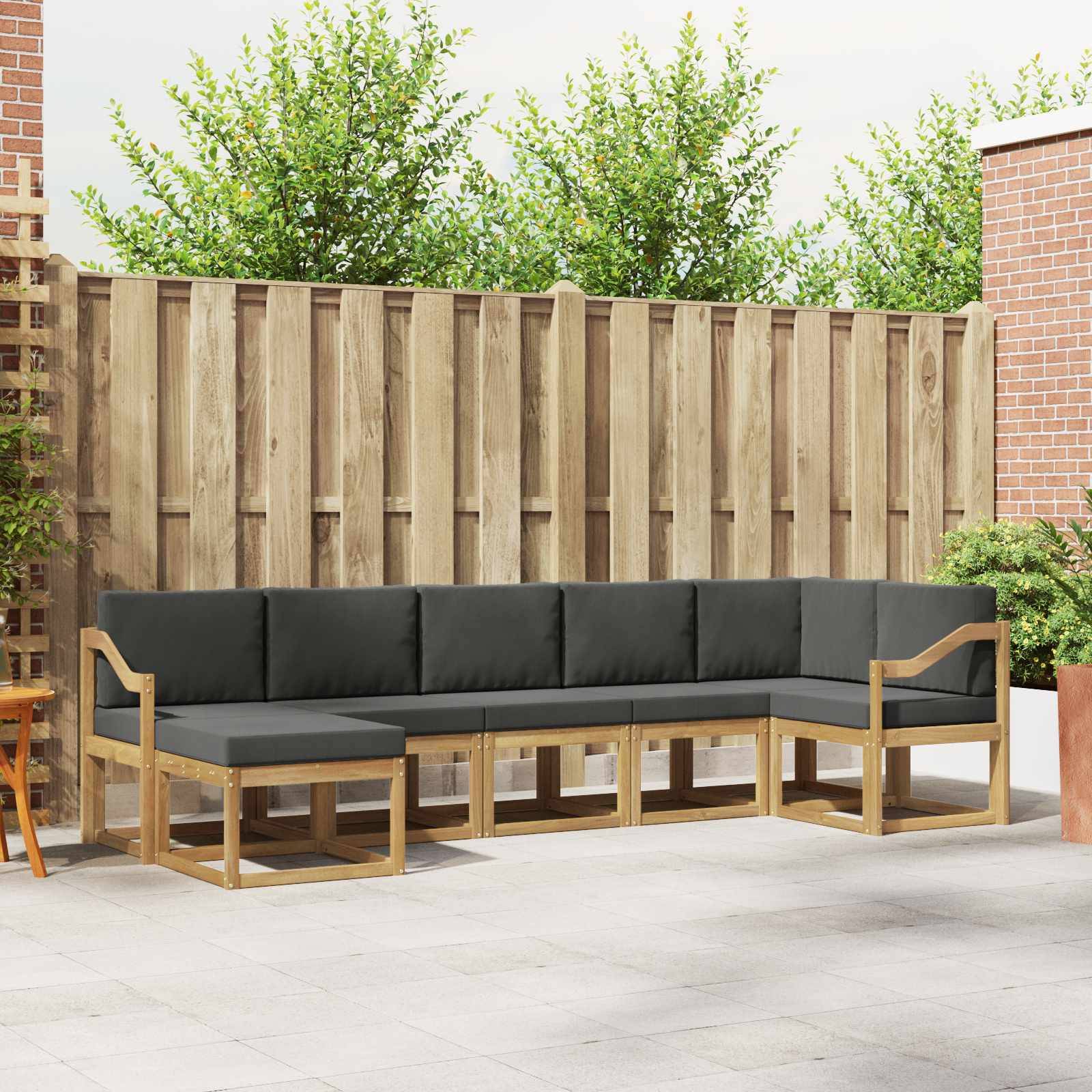 vidaXL Outdoor-Sofagarnitur 7 pcs Weiß und Anthrazit Polyester