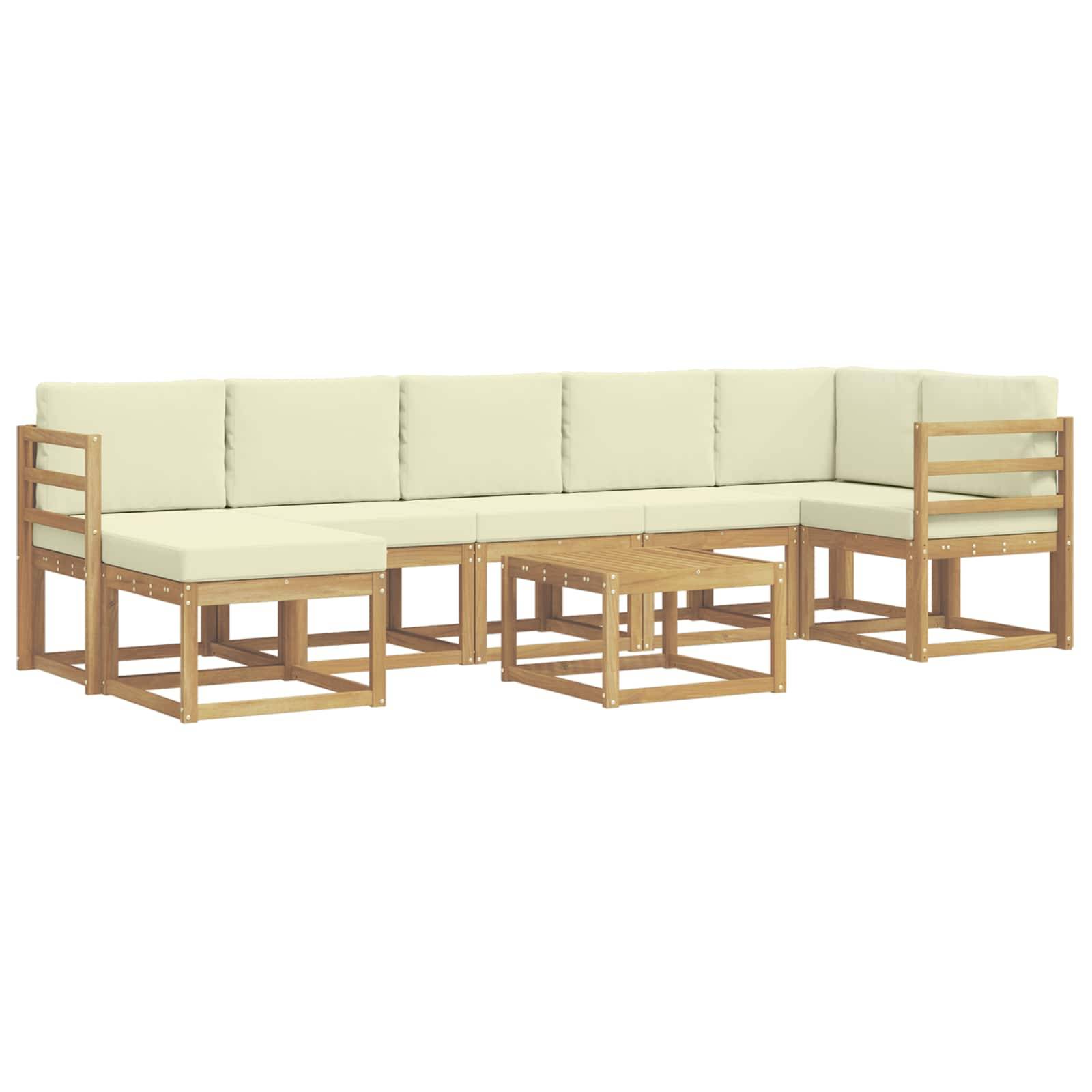 vidaXL Outdoor-Sofagarnitur mit Kissen 8 pcs Weiß und Creme Polyester