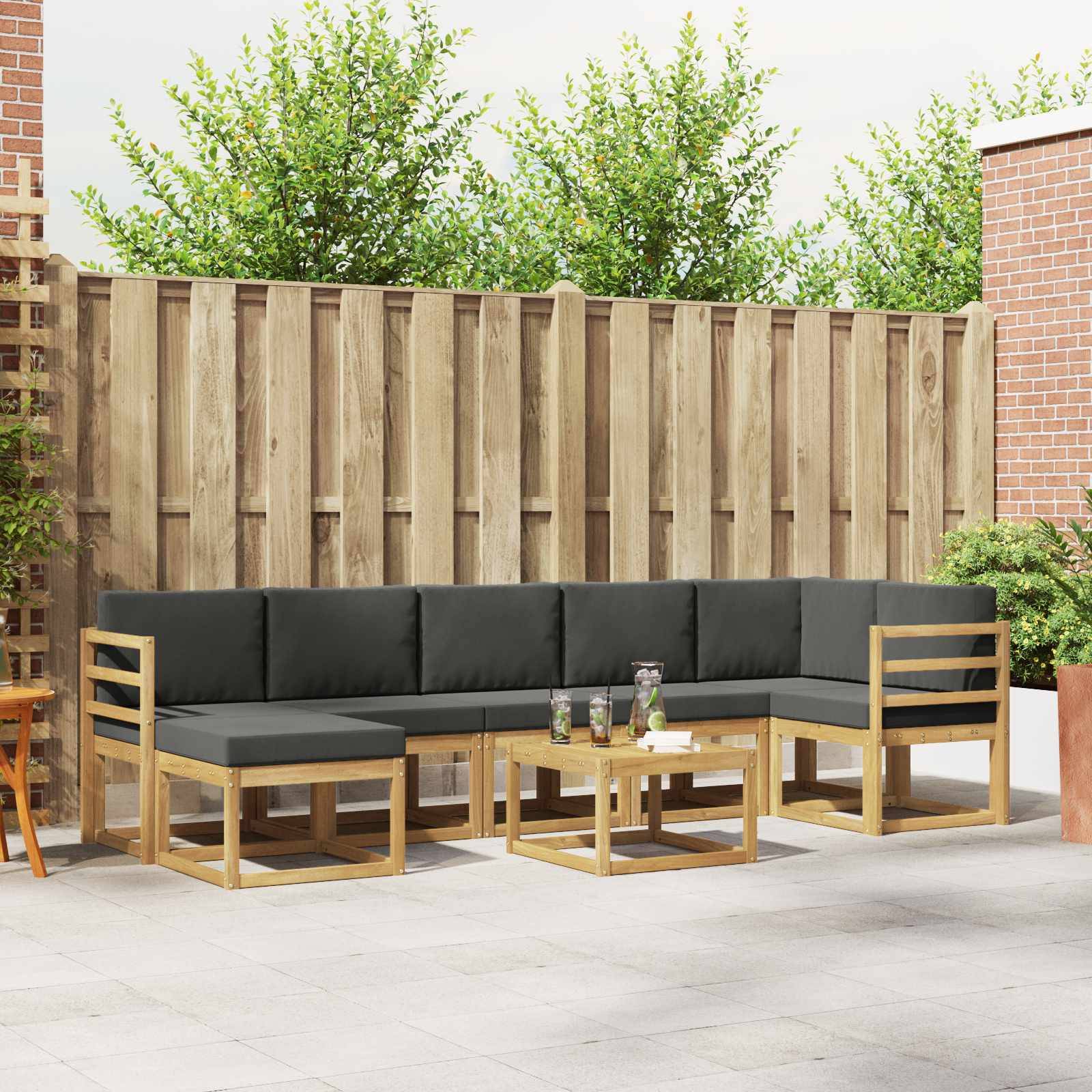 vidaXL Outdoor-Sofagarnitur 8 pcs Weiß und Anthrazit Polyester