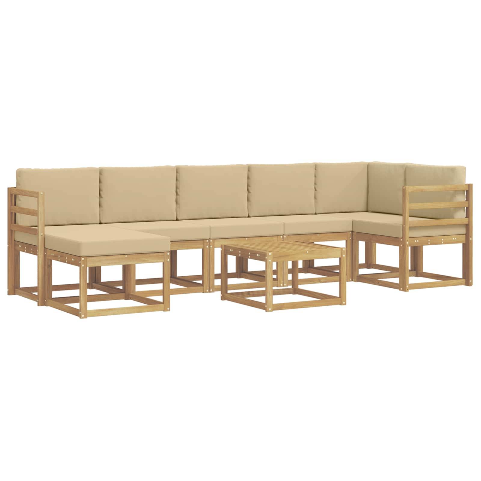 vidaXL Outdoor-Sofagarnitur mit Kissen 8 pcs Weiß und Beige Polyester