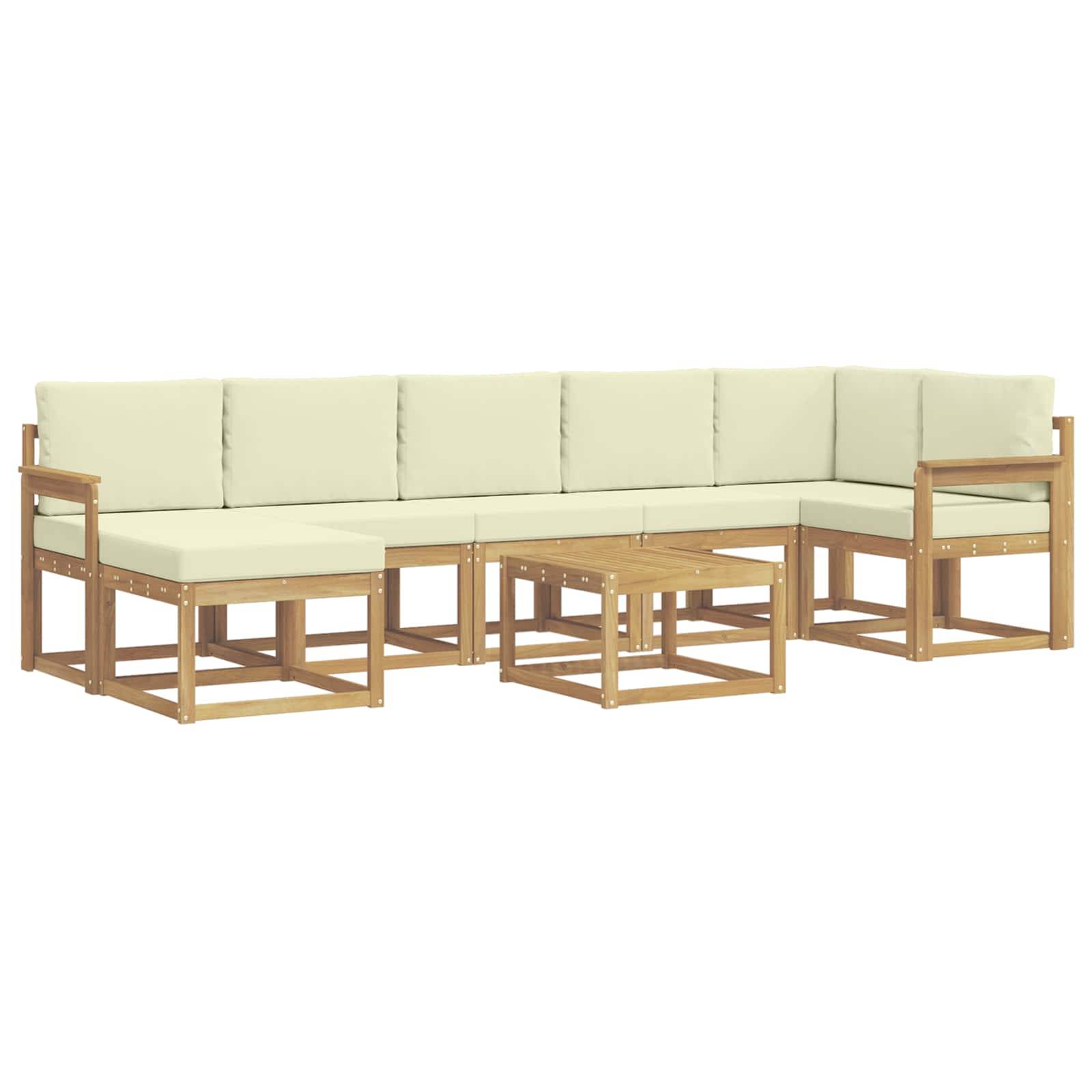 vidaXL Outdoor-Sofagarnitur mit Kissen 8 pcs Weiß und Creme Polyester