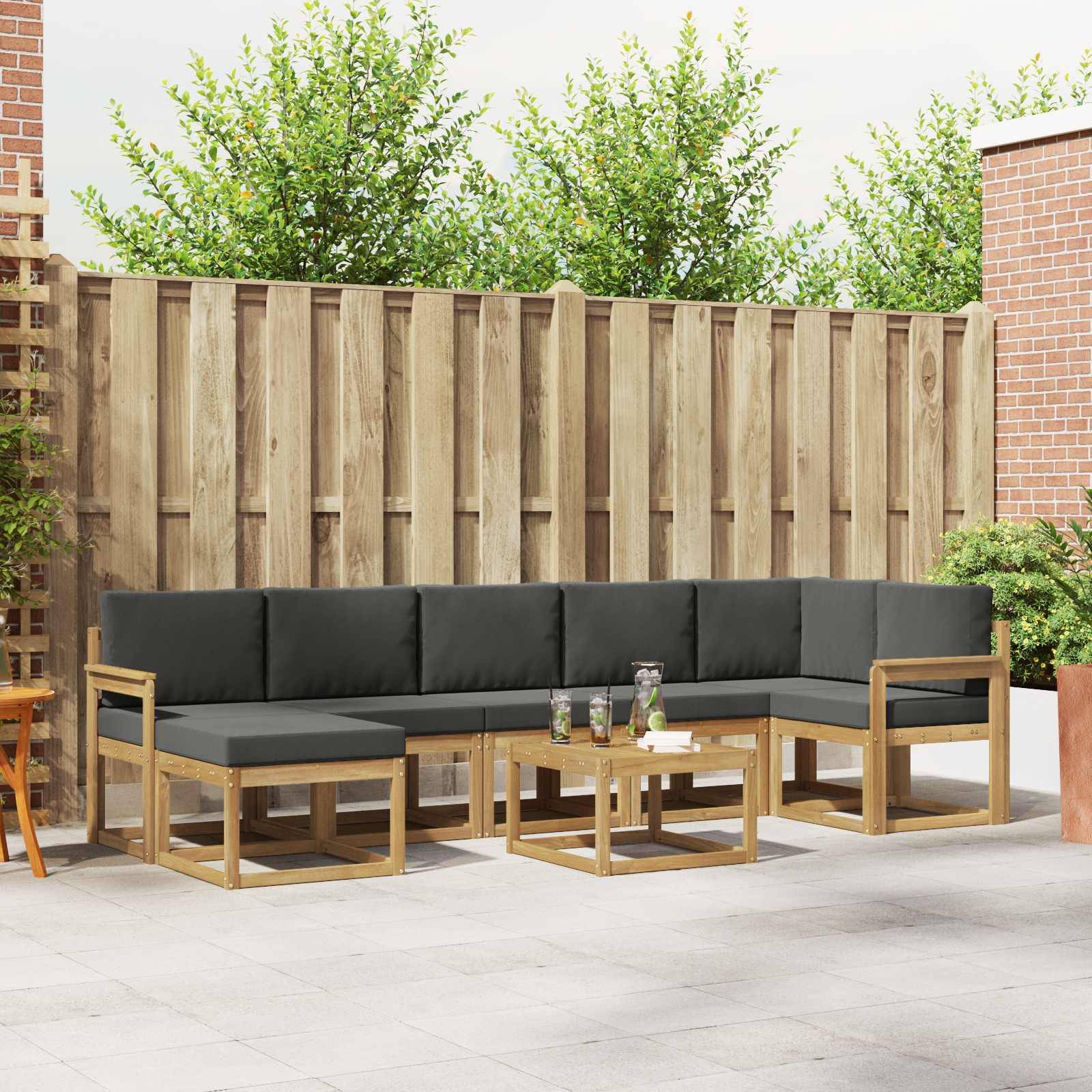 vidaXL Outdoor-Sofagarnitur 8 pcs Weiß und Anthrazit Polyester