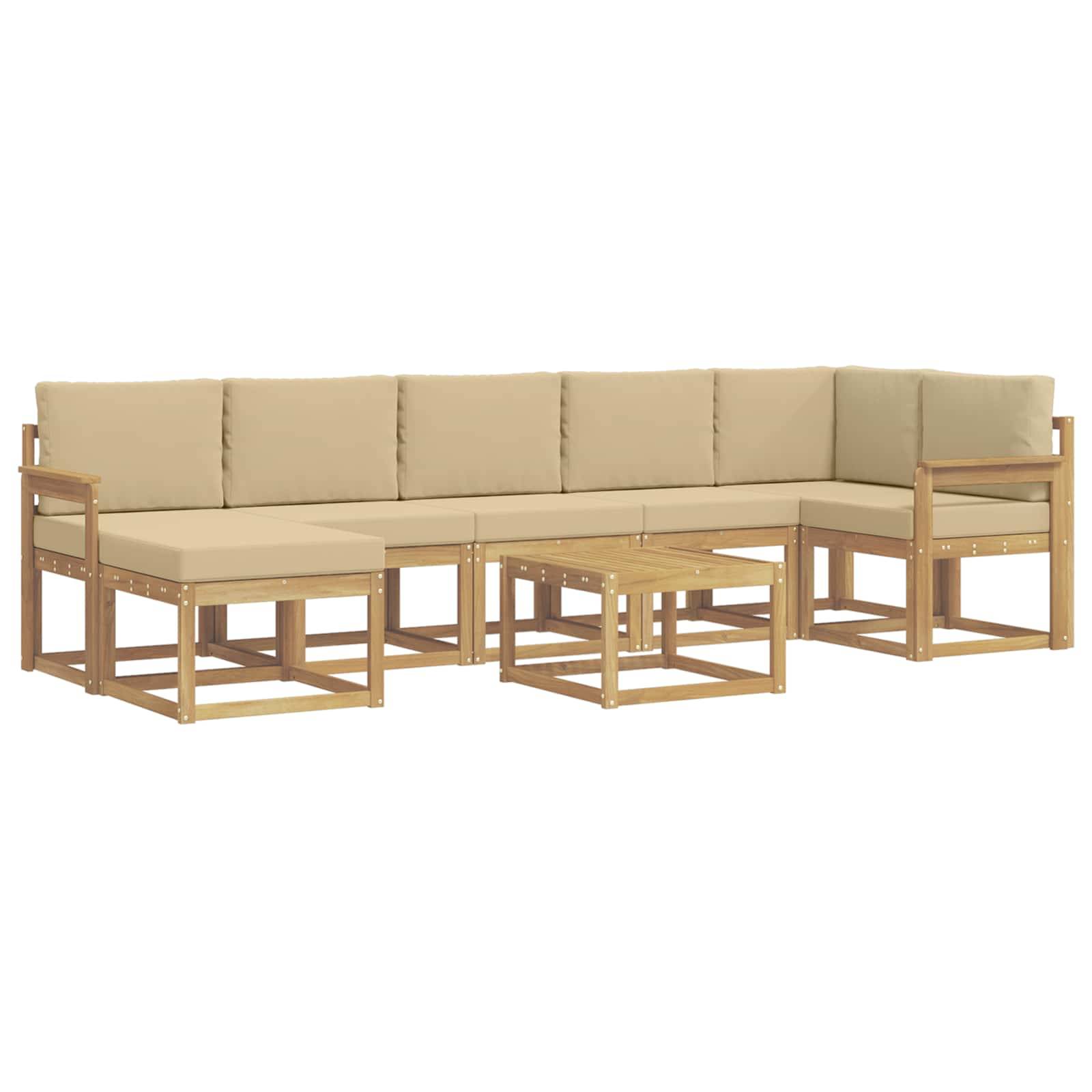 vidaXL Outdoor-Sofagarnitur mit Kissen 8 pcs Weiß und Beige Polyester