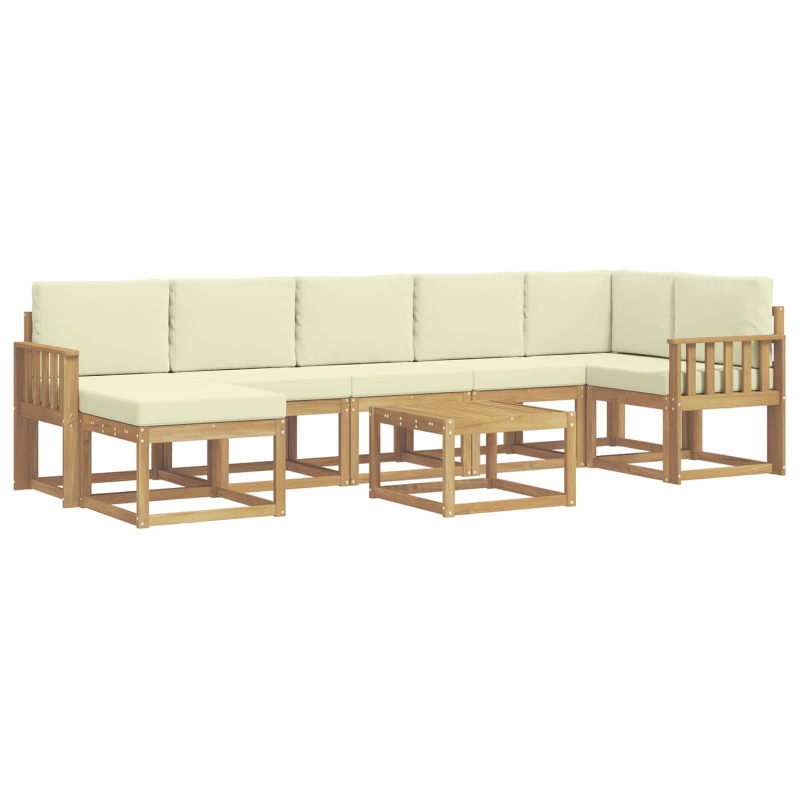 vidaXL Outdoor-Sofagarnitur mit Kissen 8 pcs Weiß und Creme Polyester