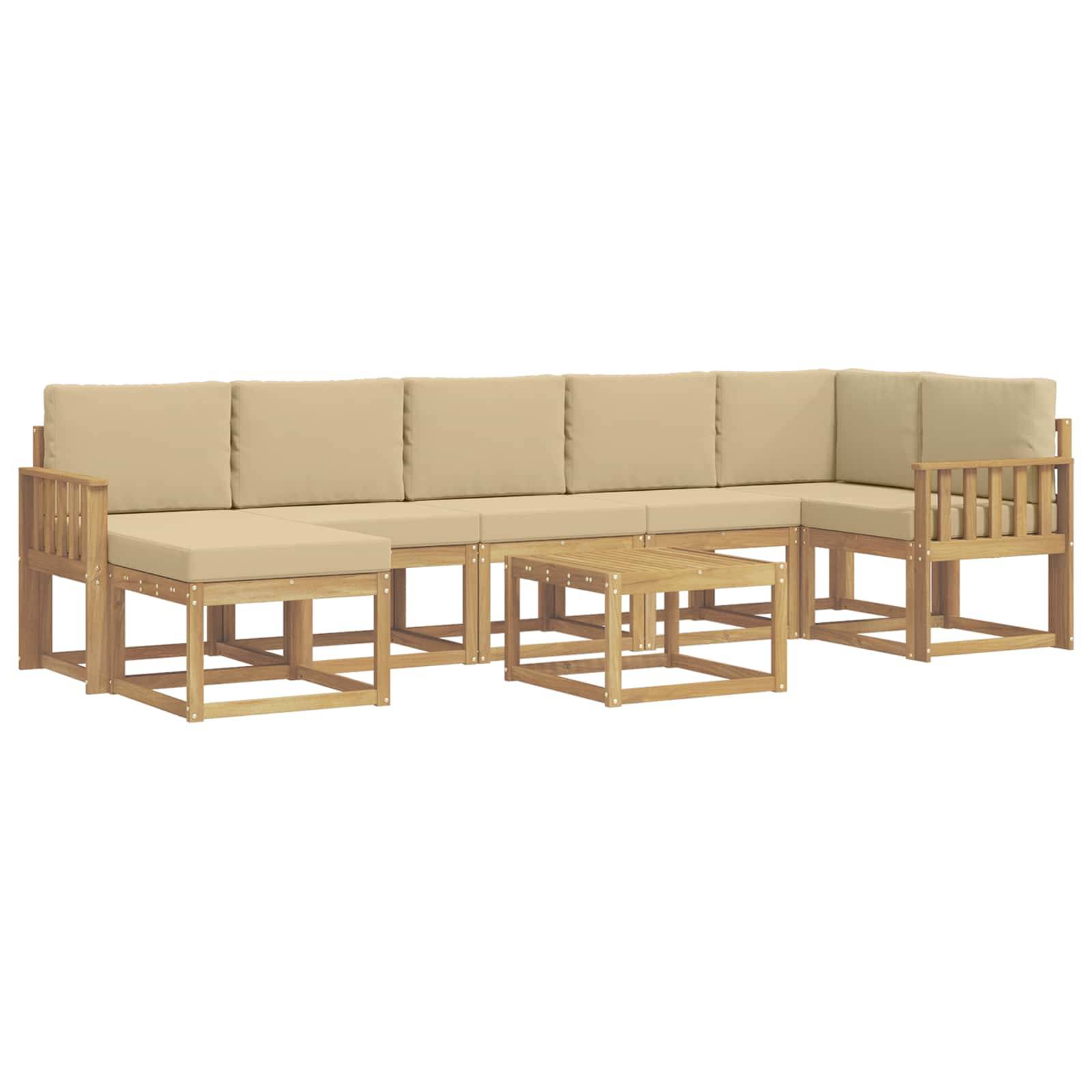 vidaXL Outdoor-Sofagarnitur mit Kissen 8 pcs Weiß und Beige Polyester