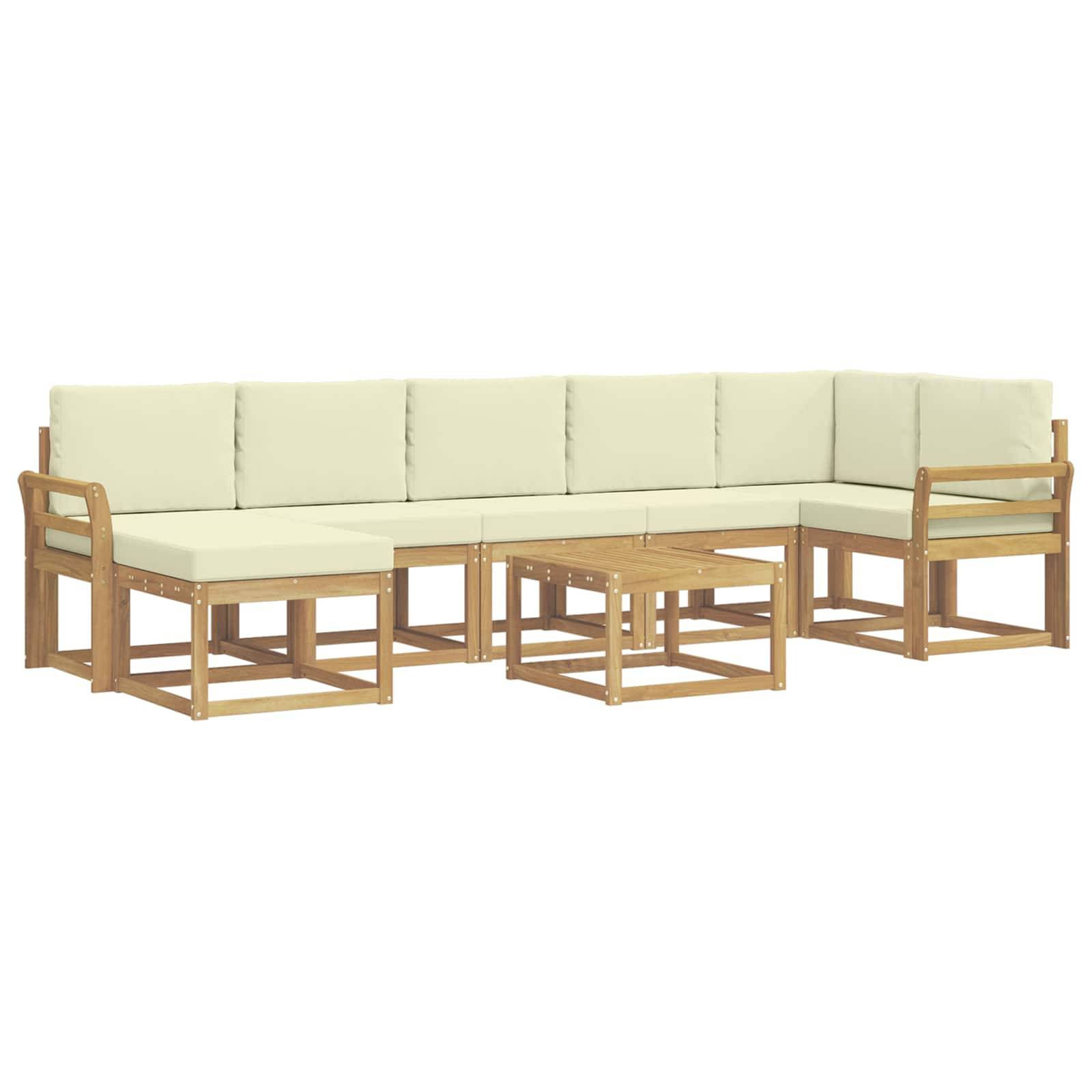 vidaXL Outdoor-Sofagarnitur mit Kissen 8 pcs Weiß und Creme Polyester