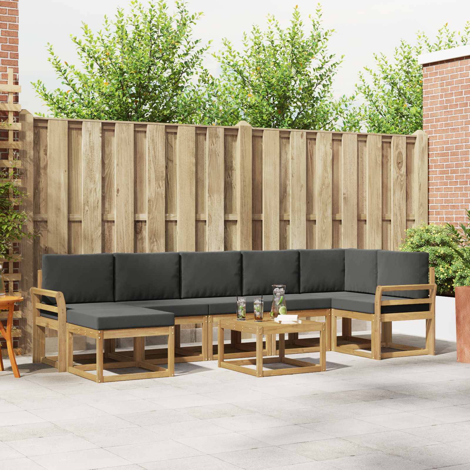 vidaXL Outdoor-Sofagarnitur 8 pcs Weiß und Anthrazit Polyester