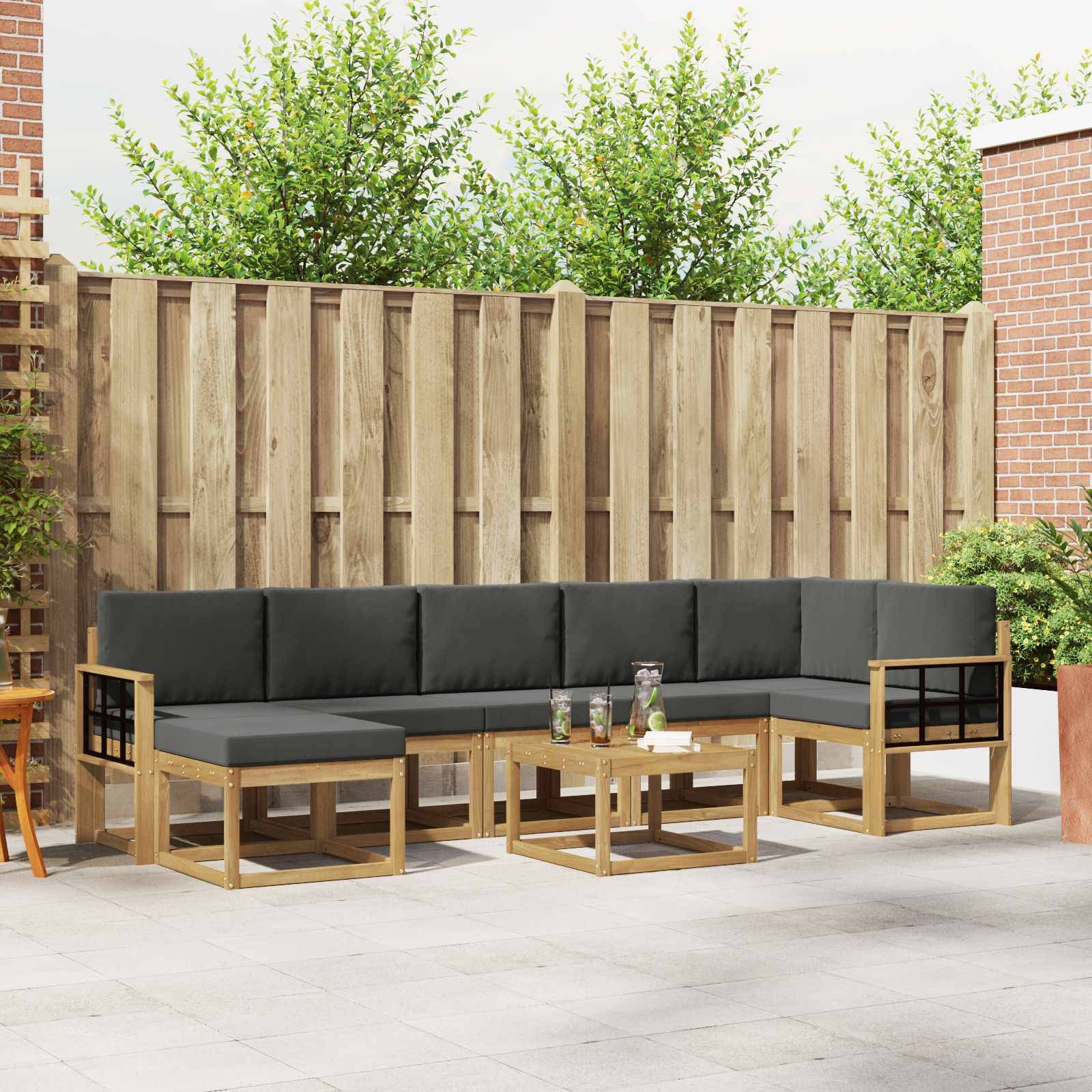 vidaXL Outdoor-Sofagarnitur 8 pcs Weiß und Anthrazit Polyester