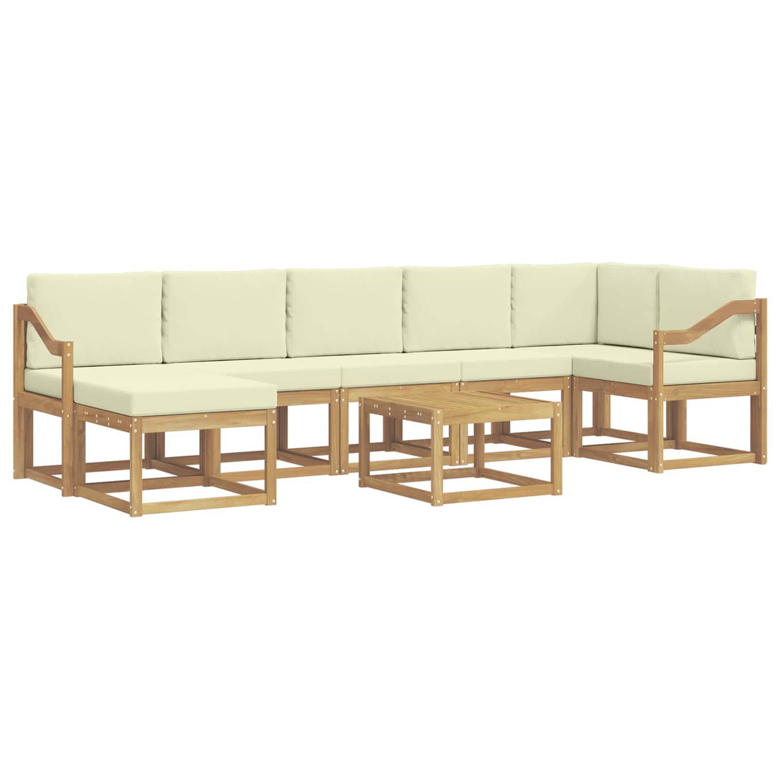 vidaXL Outdoor-Sofagarnitur mit Kissen 8 pcs Weiß und Creme Polyester