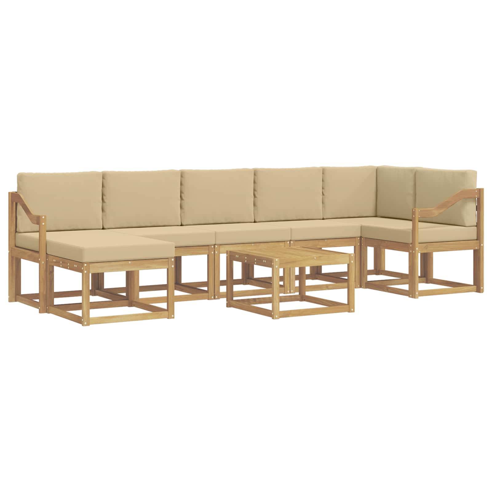 vidaXL Outdoor-Sofagarnitur mit Kissen 8 pcs Weiß und Beige Polyester