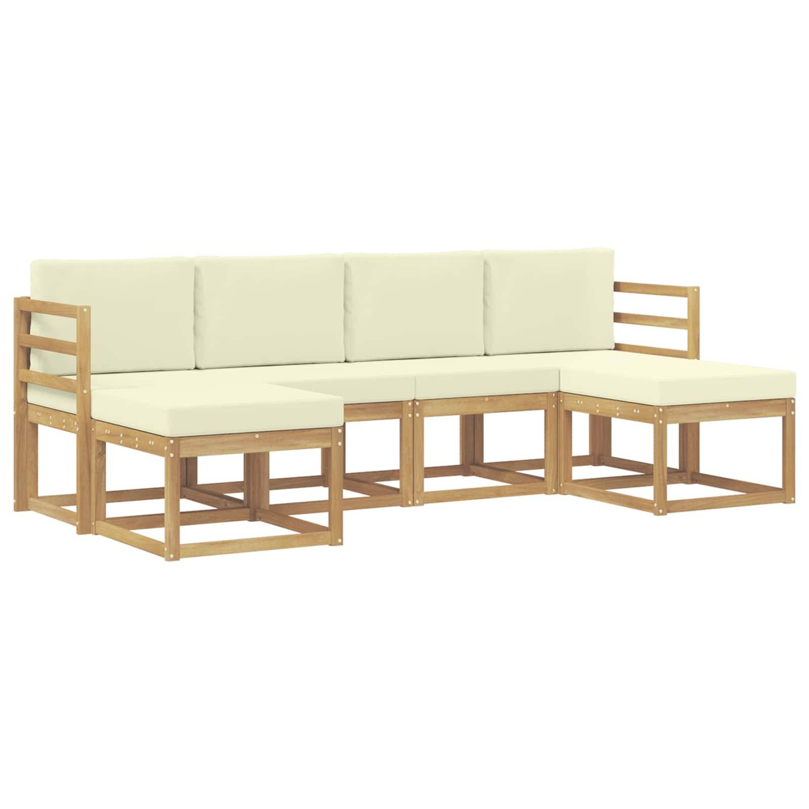 vidaXL Outdoor-Sofagarnitur mit Kissen 6 pcs Natur und Creme Polyester