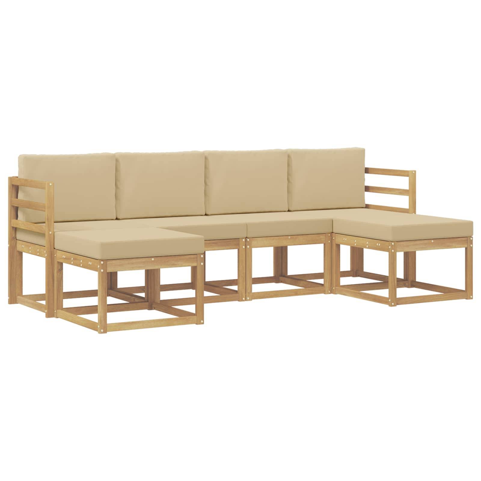 vidaXL Outdoor-Sofagarnitur mit Kissen 6 pcs Weiß und Beige Polyester