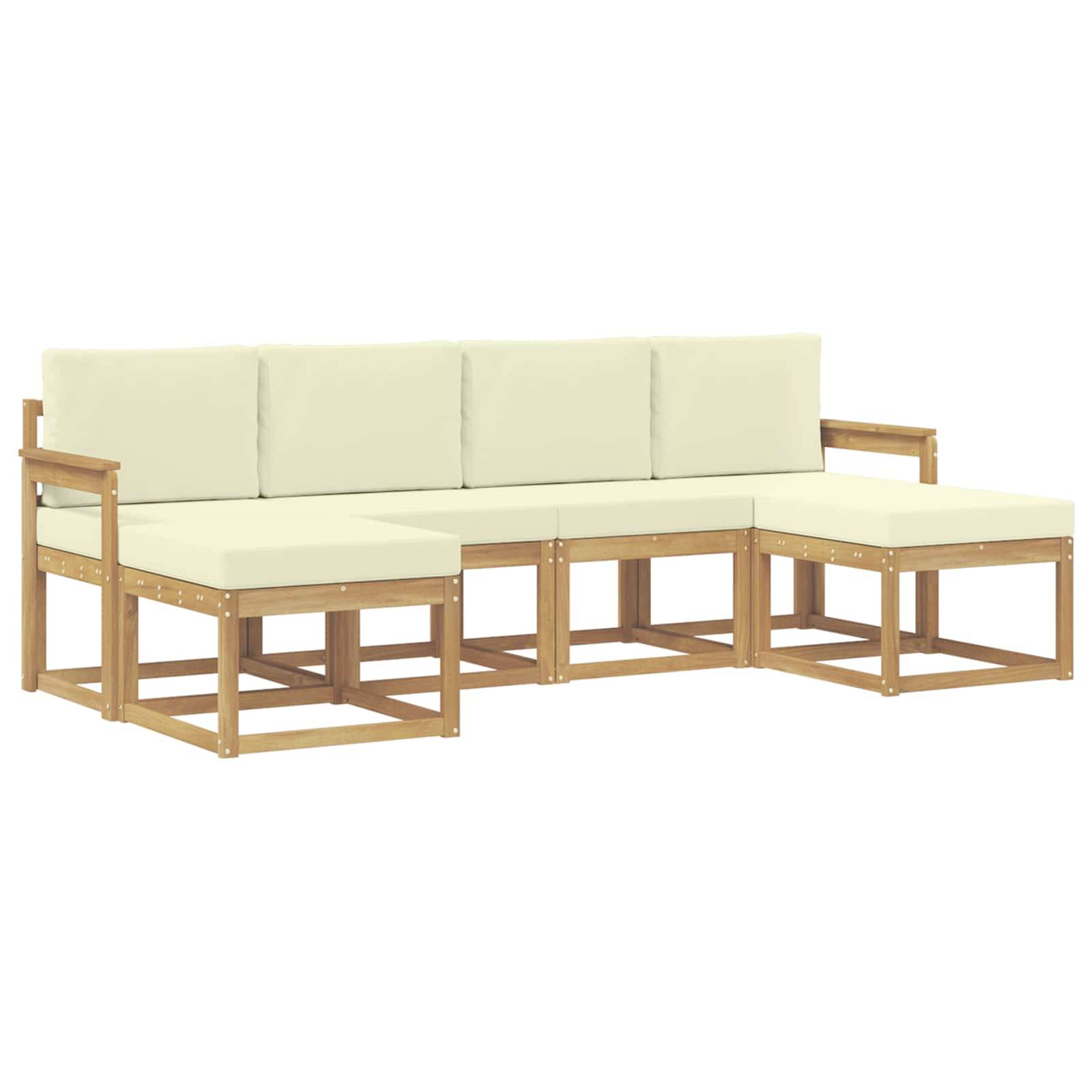 vidaXL Outdoor-Sofagarnitur mit Kissen 6 pcs Weiß und Creme Polyester