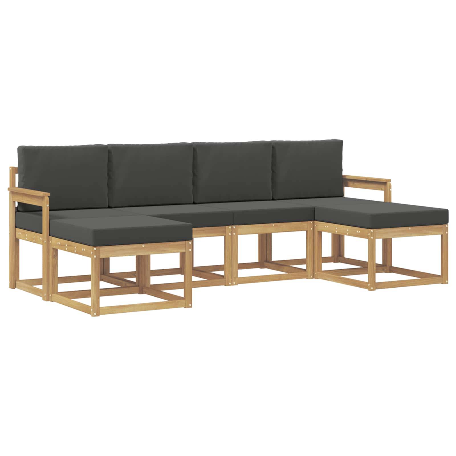 vidaXL Outdoor-Sofagarnitur 6 pcs Weiß und Anthrazit Polyester