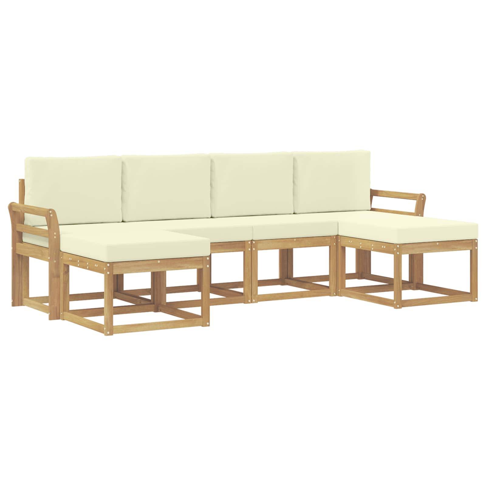 vidaXL Outdoor-Sofagarnitur mit Kissen 6 pcs Weiß und Creme Polyester