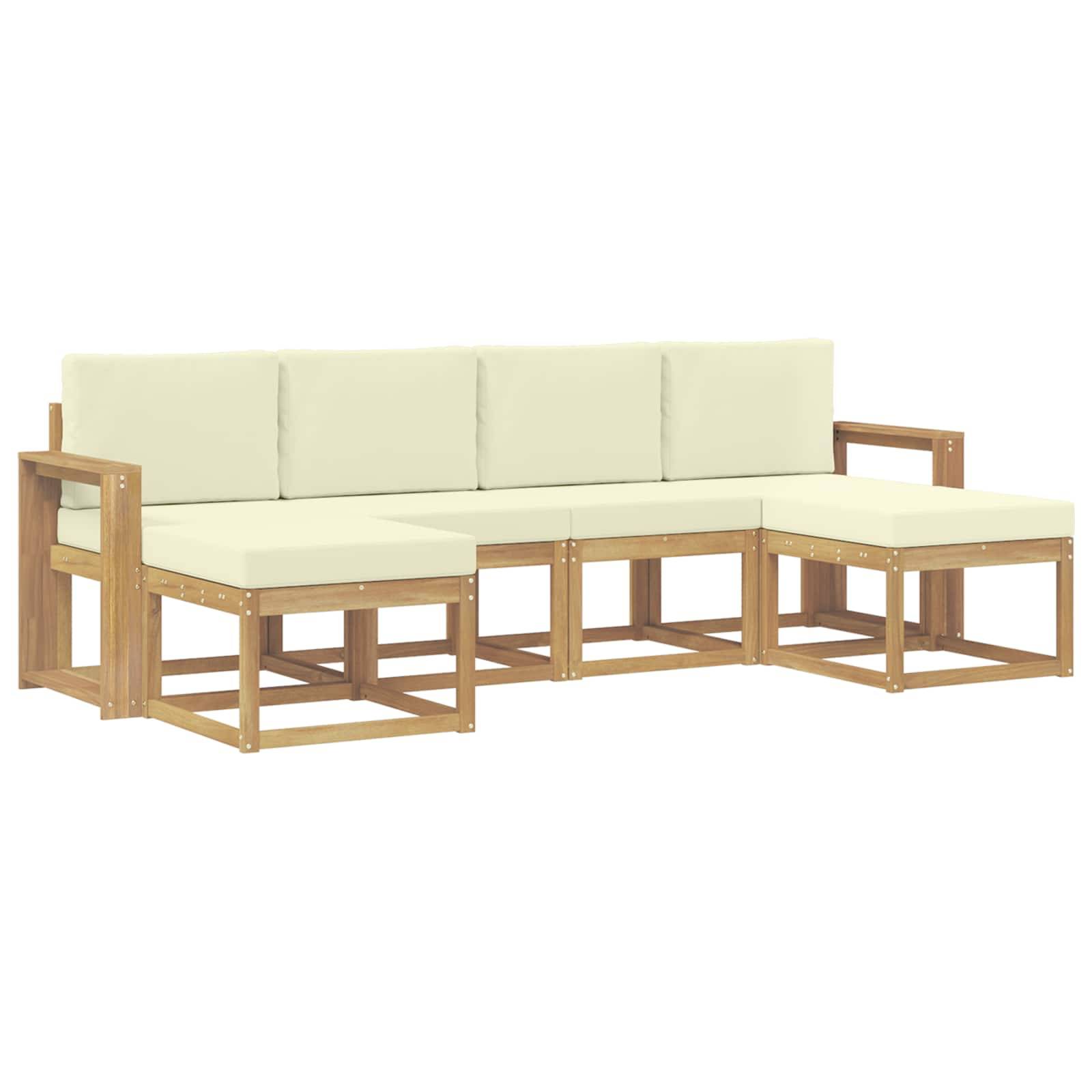 vidaXL Outdoor-Sofagarnitur mit Kissen 6 pcs Weiß und Creme Polyester
