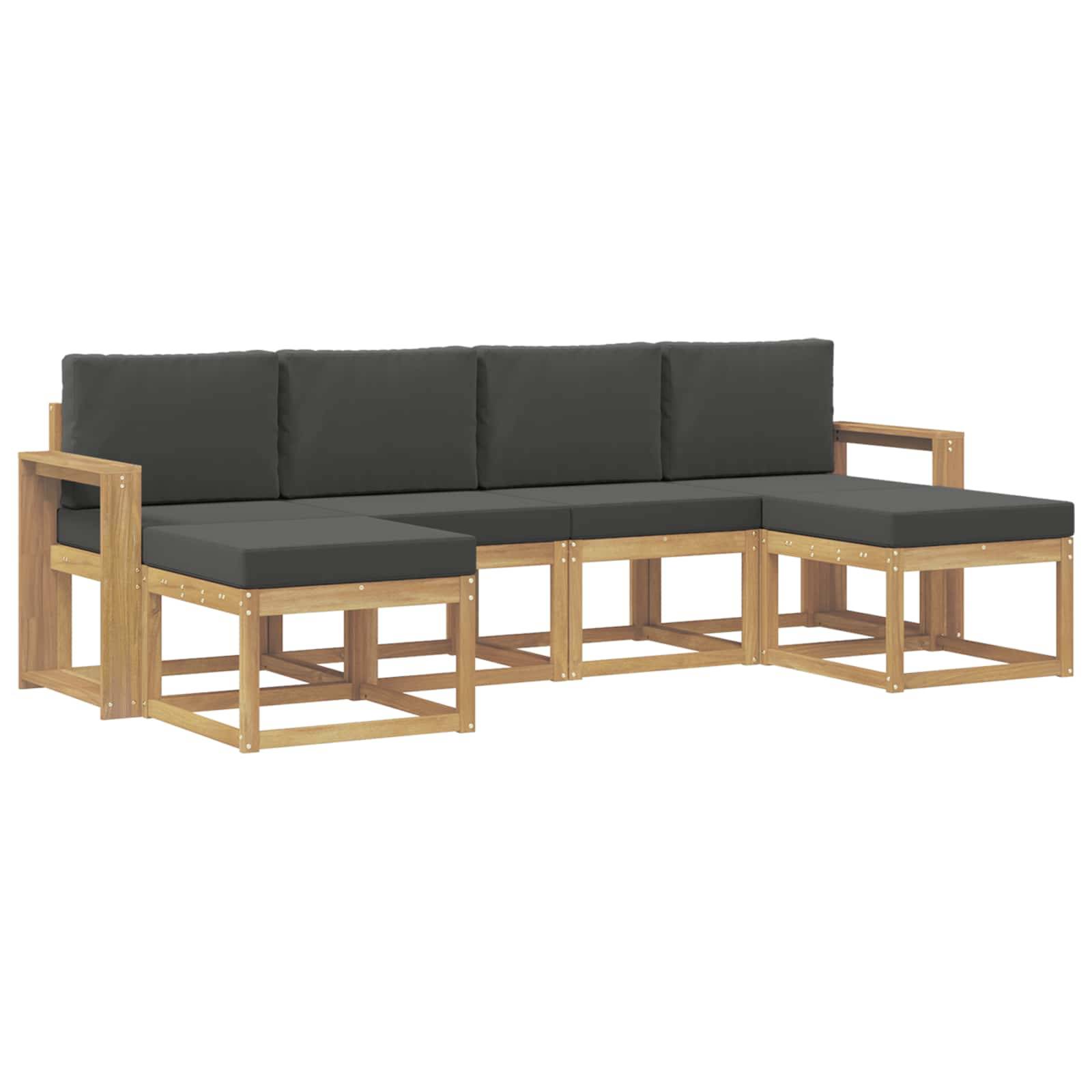 vidaXL Outdoor-Sofagarnitur 6 pcs Weiß und Anthrazit Polyester