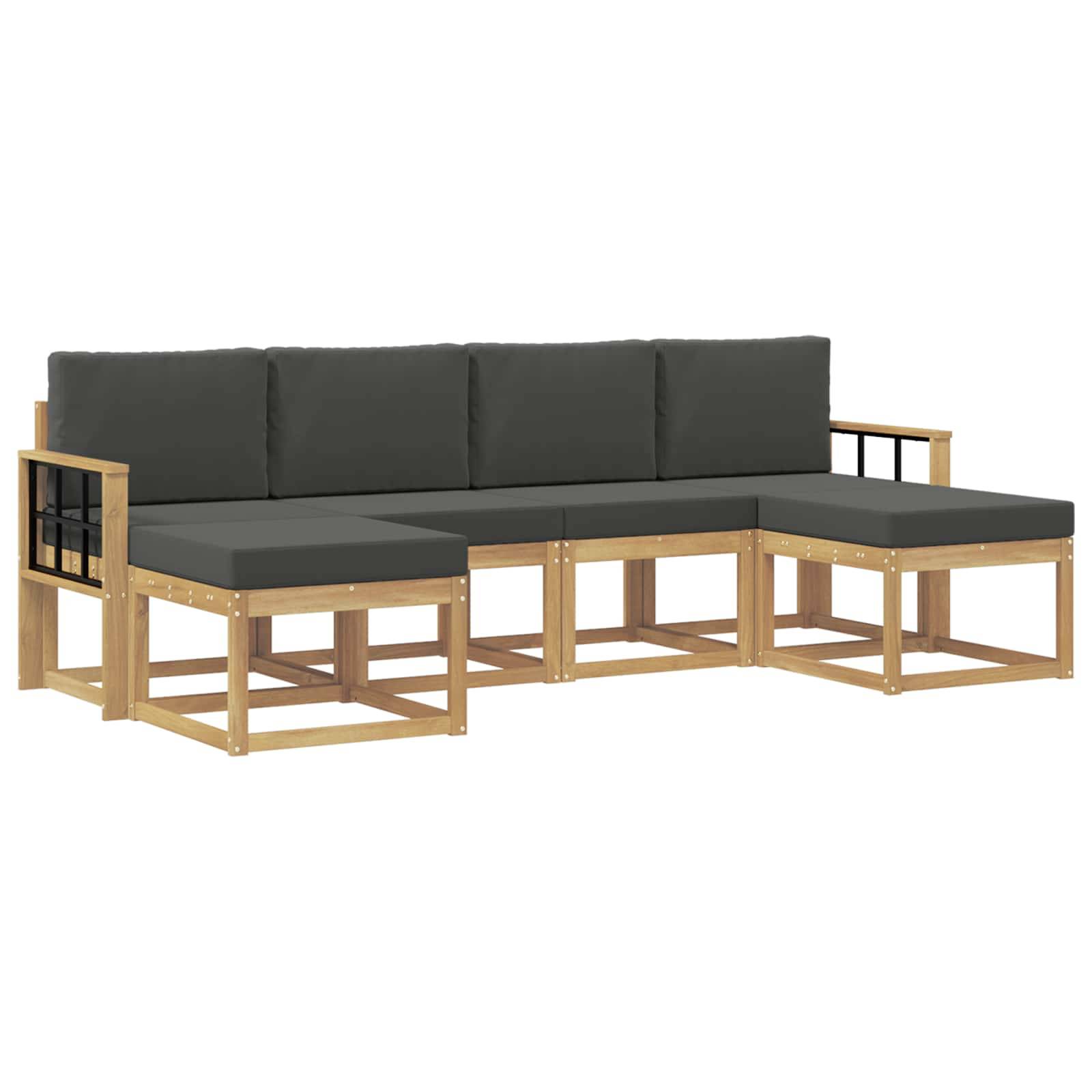 vidaXL Outdoor-Sofagarnitur 6 pcs Weiß und Anthrazit Polyester